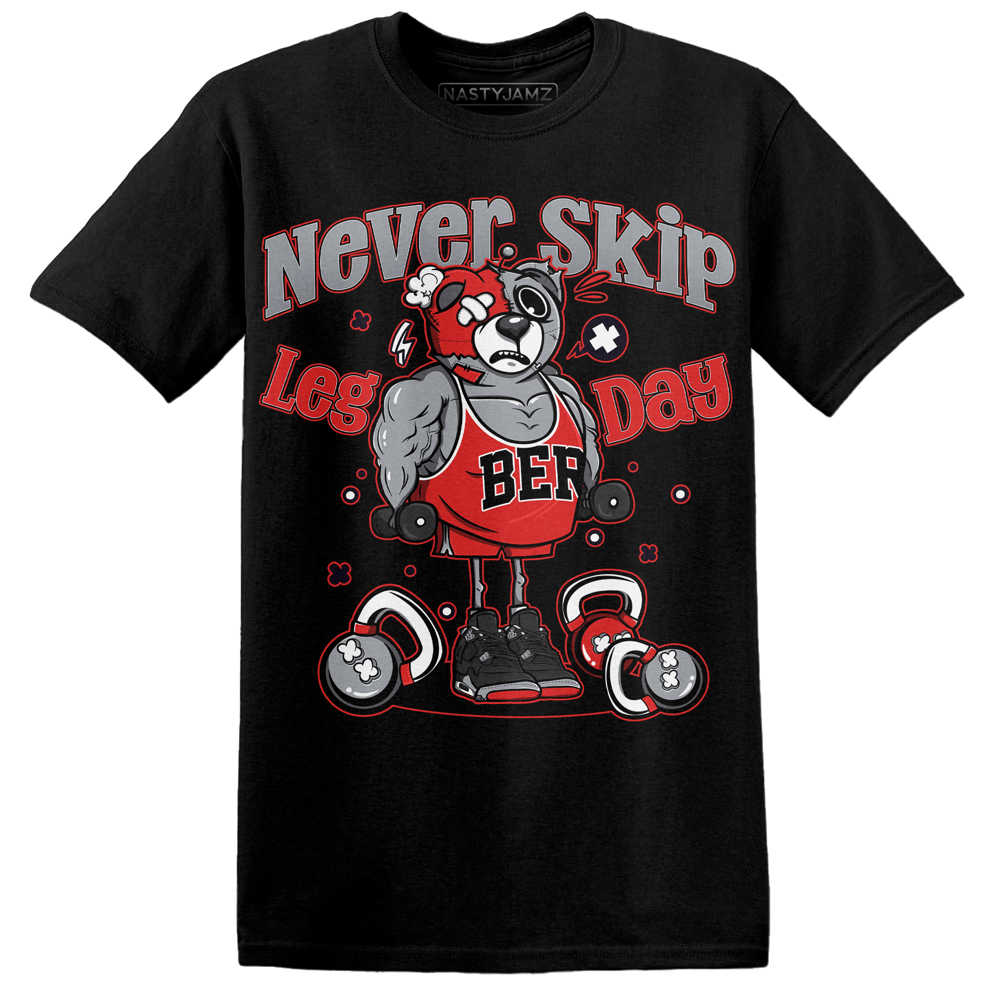 Bred Reimagined 4s T Shirt Match Leg Day BER - NastyJamz
