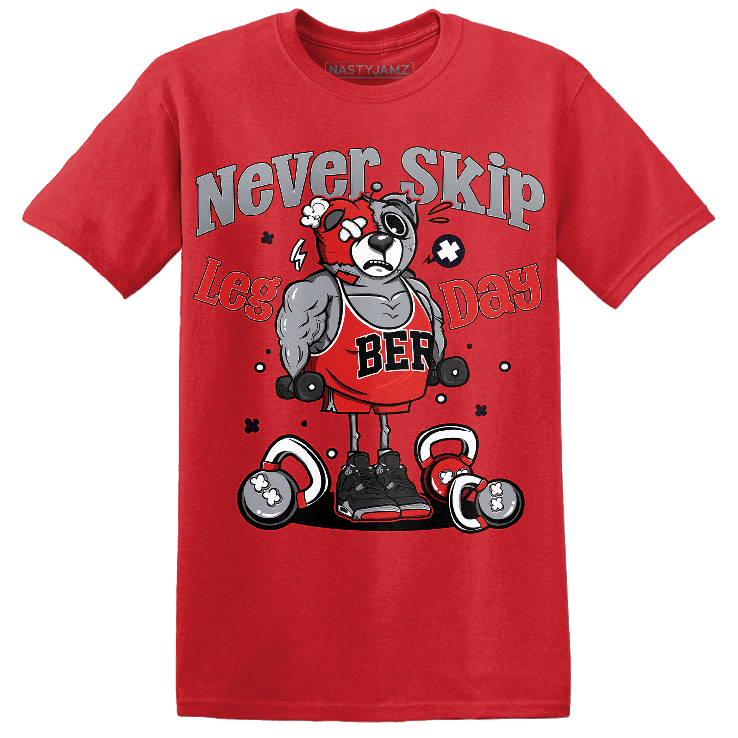 Bred Reimagined 4s T Shirt Match Leg Day BER - NastyJamz
