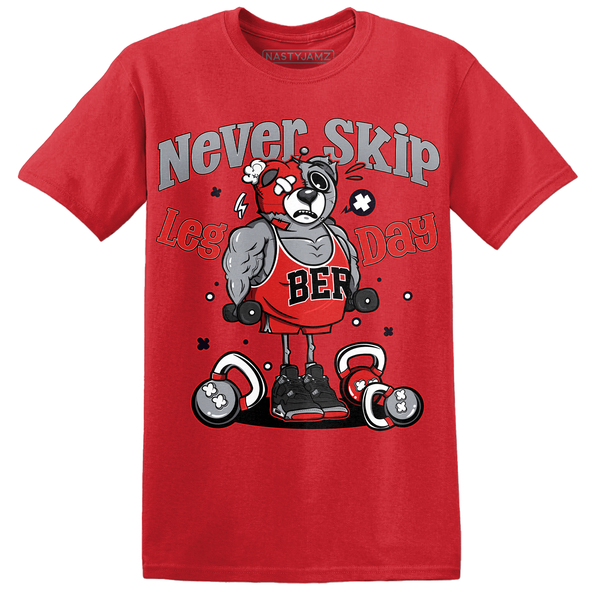 Bred Reimagined 4s T Shirt Match Leg Day BER - NastyJamz