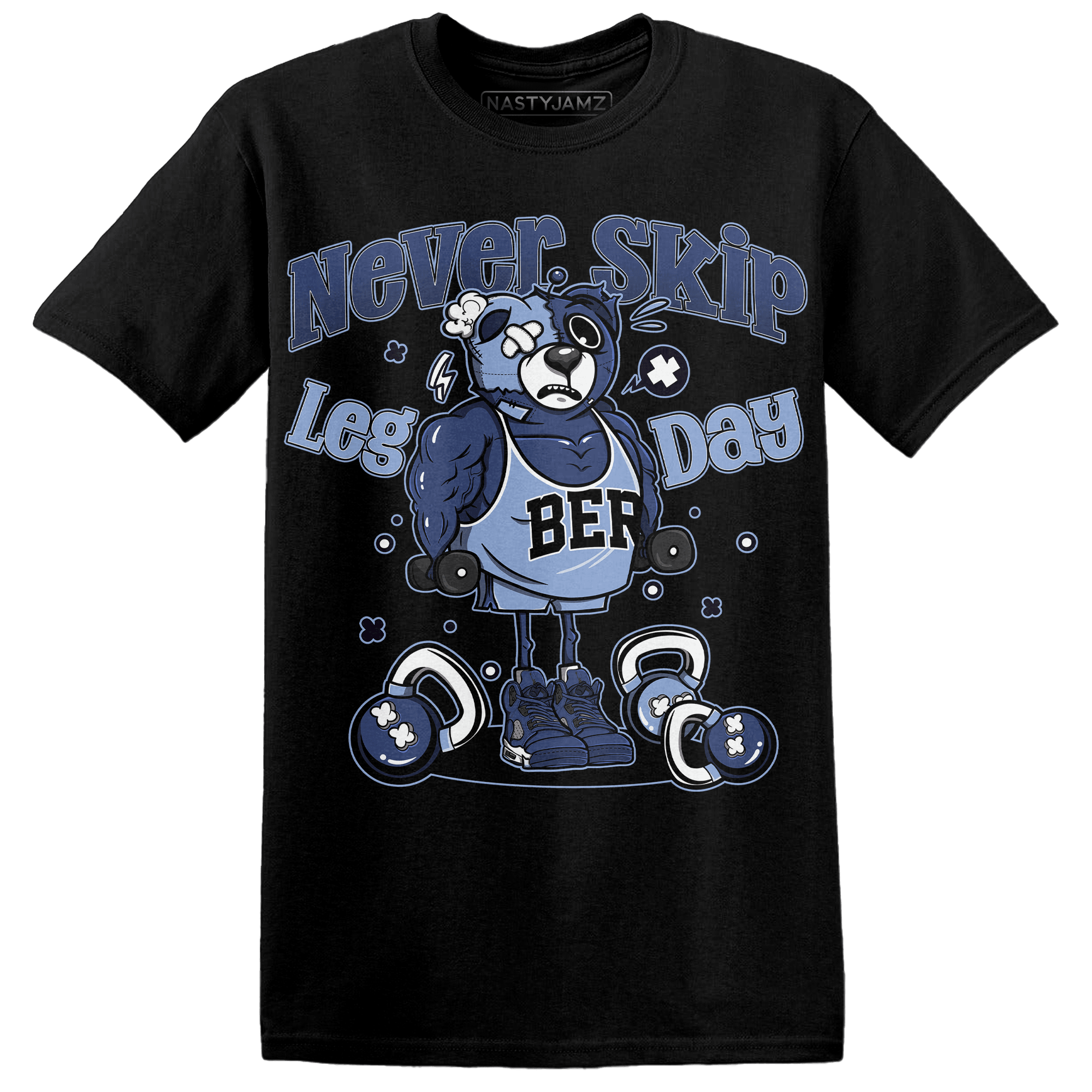 Midnight Navy 5s T Shirt Match Leg Day BER - NastyJamz