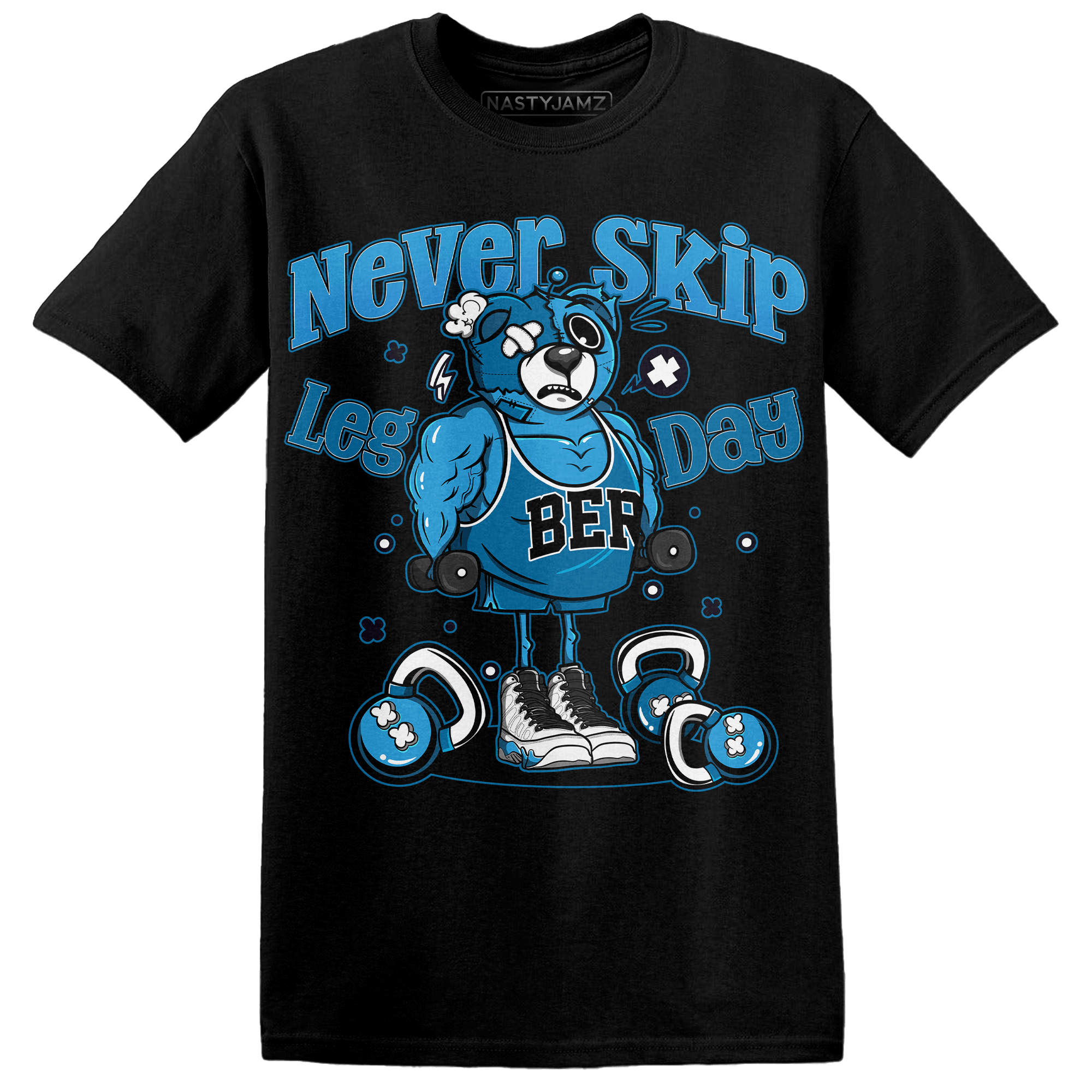 Powder Blue 9s T Shirt Match Leg Day BER - NastyJamz