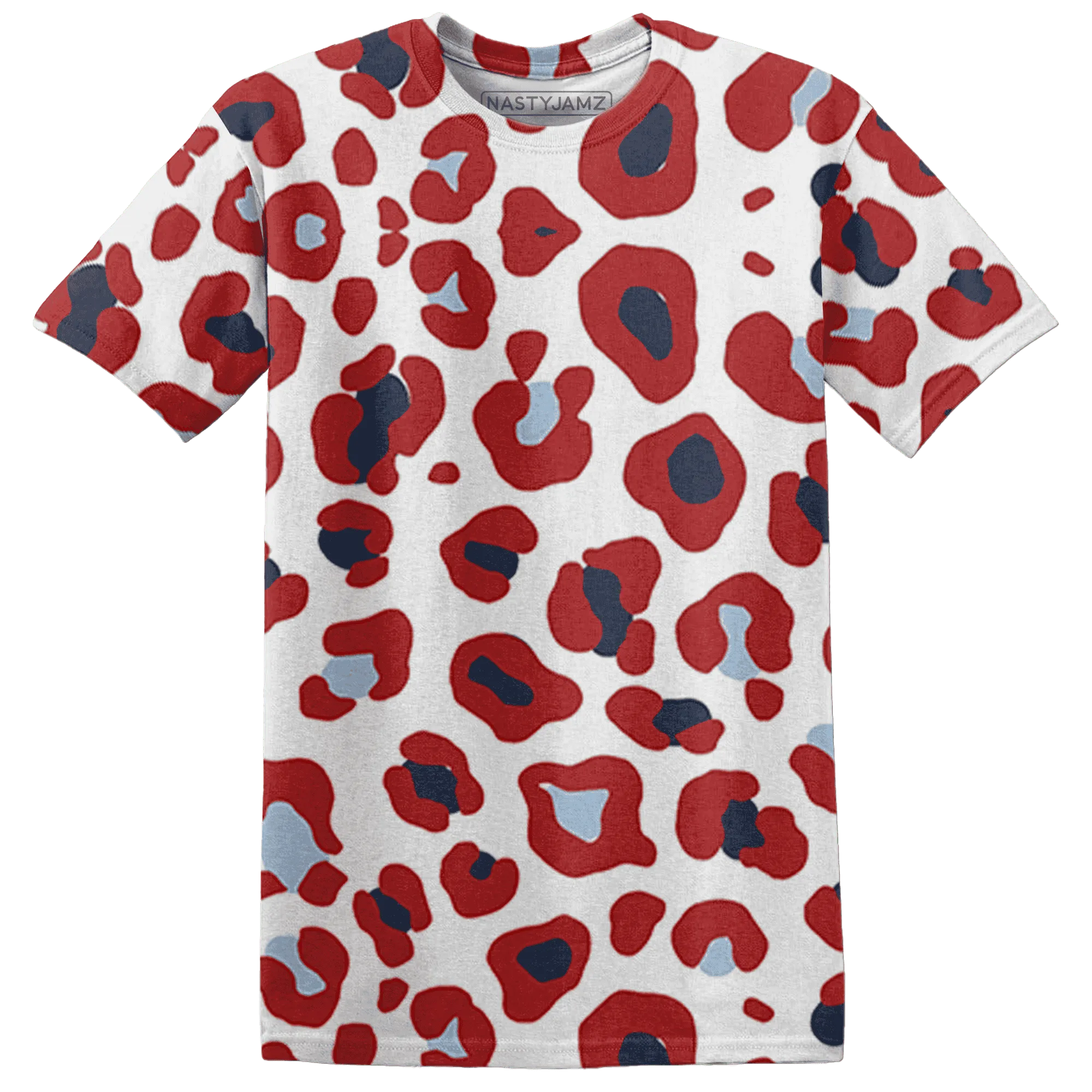 White-Navy-6s-T-Shirt-Match-Leopard-Pattern-3D