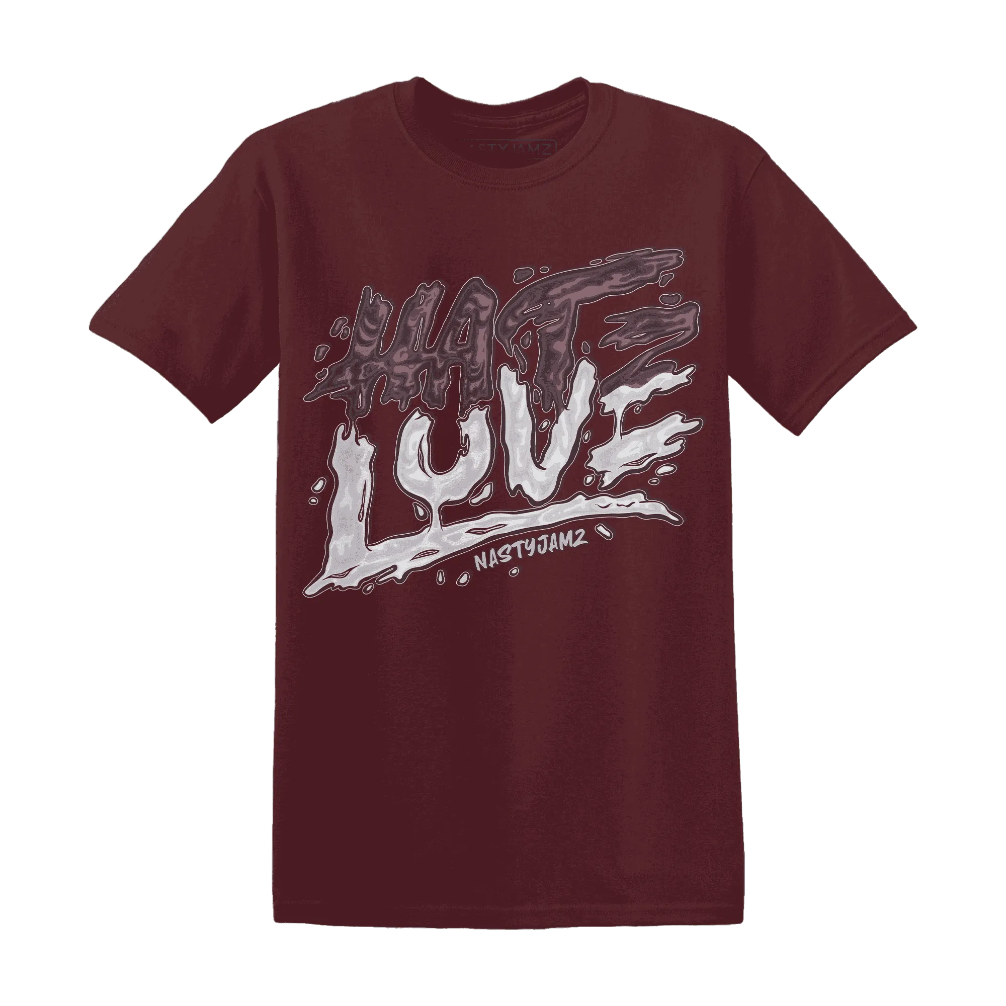 NastyJamz-Burgundy-Crush-3s-T-Shirt-Match-Love-Hate