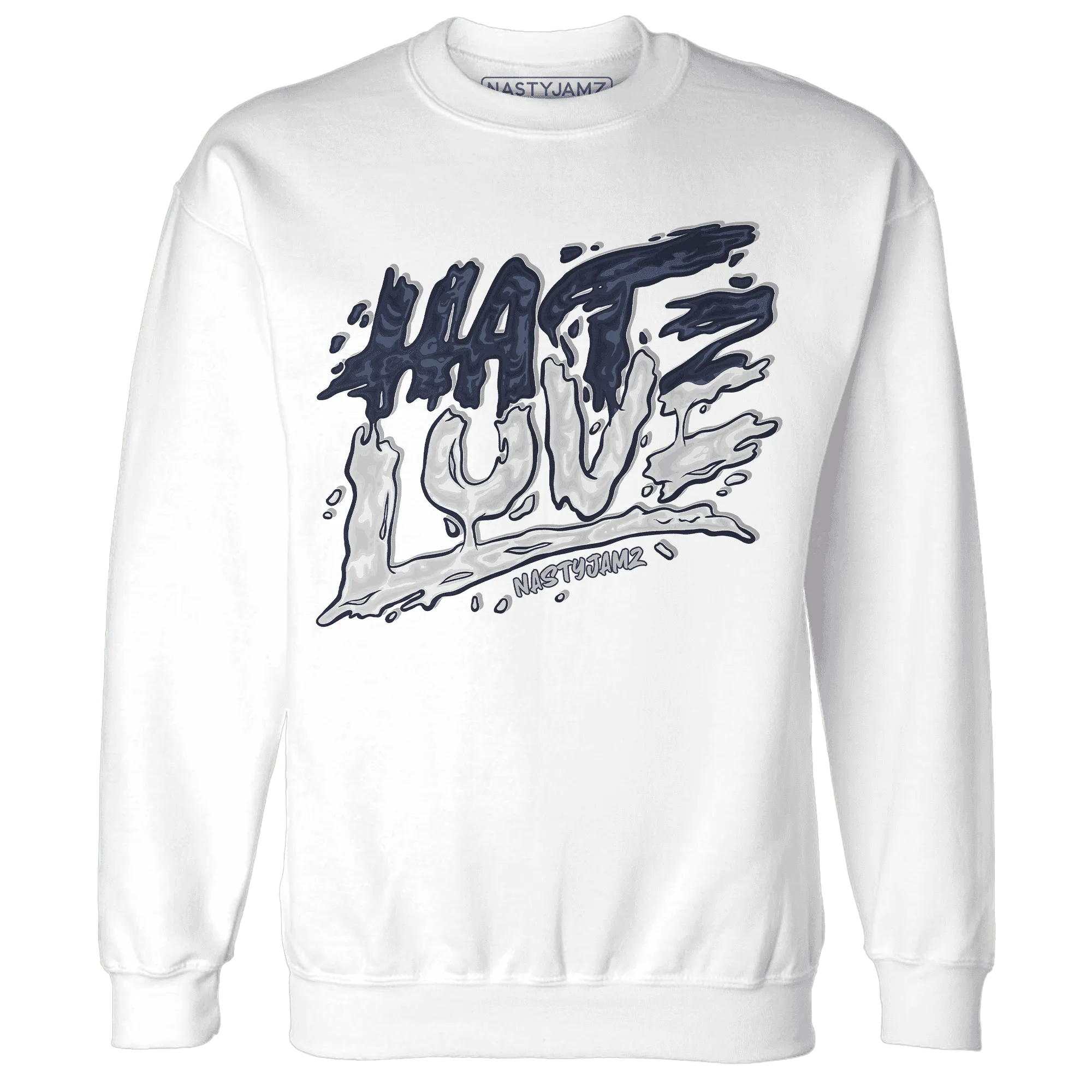 White-Navy-6s-Sweatshirt-Match-Love-Hate