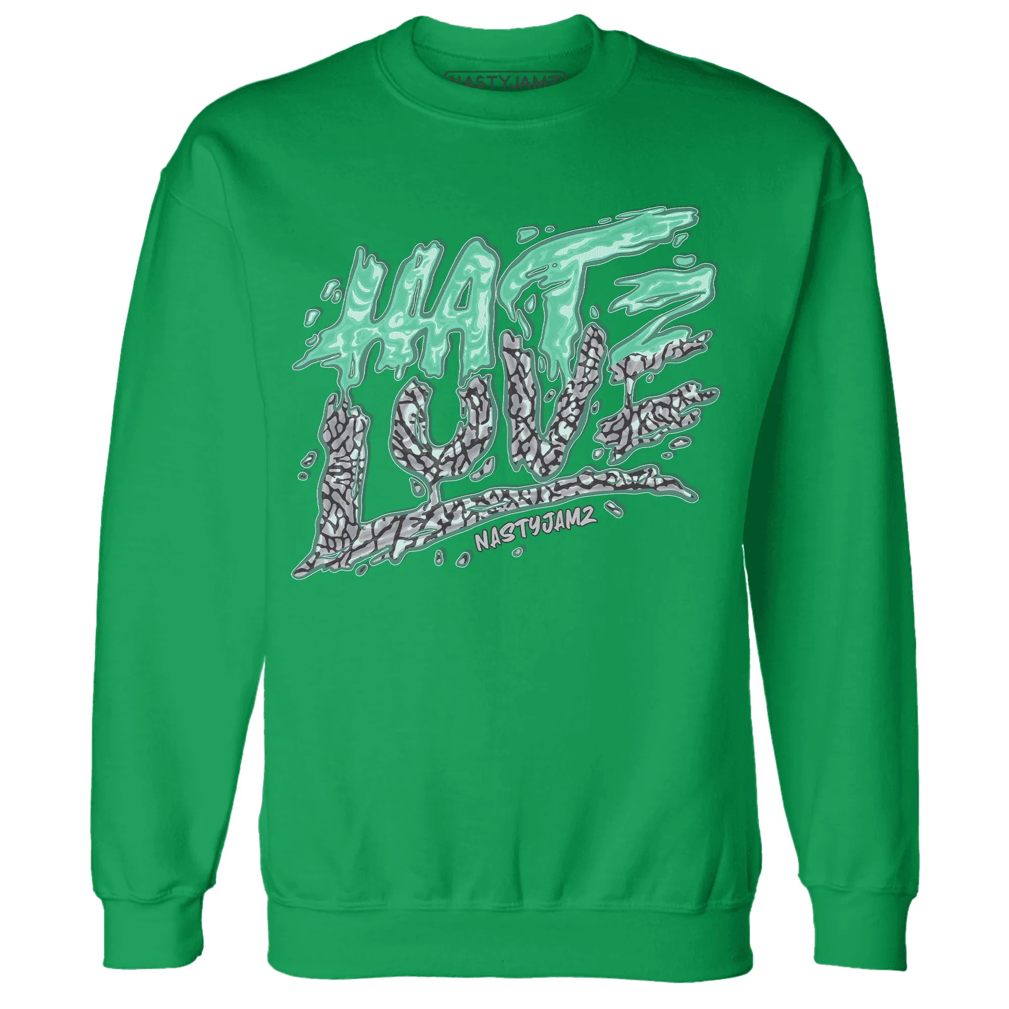 NastyJamz-Green-Glow-3s-Sweatshirt-Match-Love-Hate