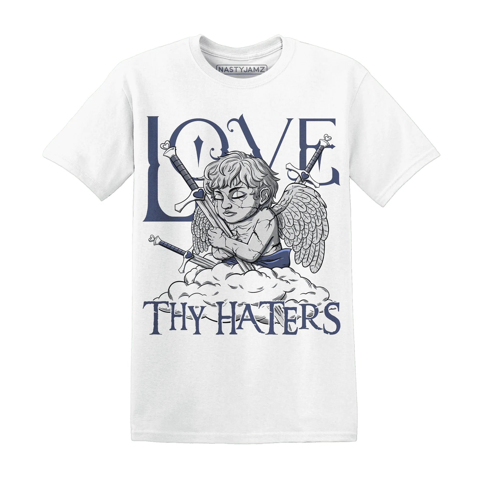 Low-Diffused-Blue-11s-T-Shirt-Match-Love-Thy-Haters-Angel