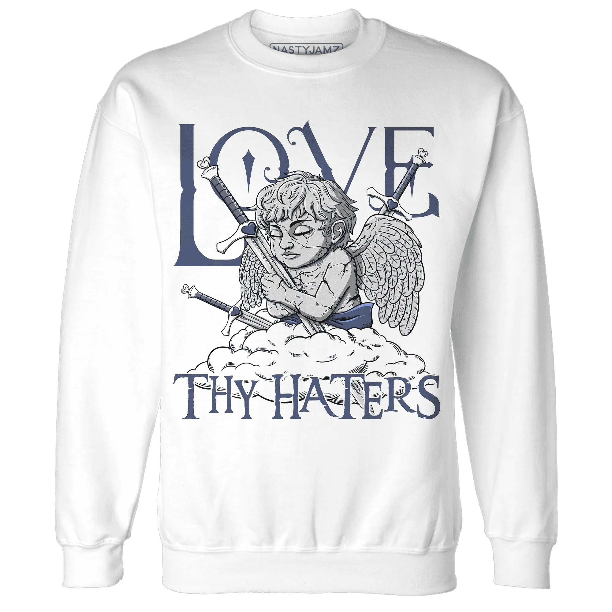 Low-Diffused-Blue-11s-Sweatshirt-Match-Love-Thy-Haters-Angel