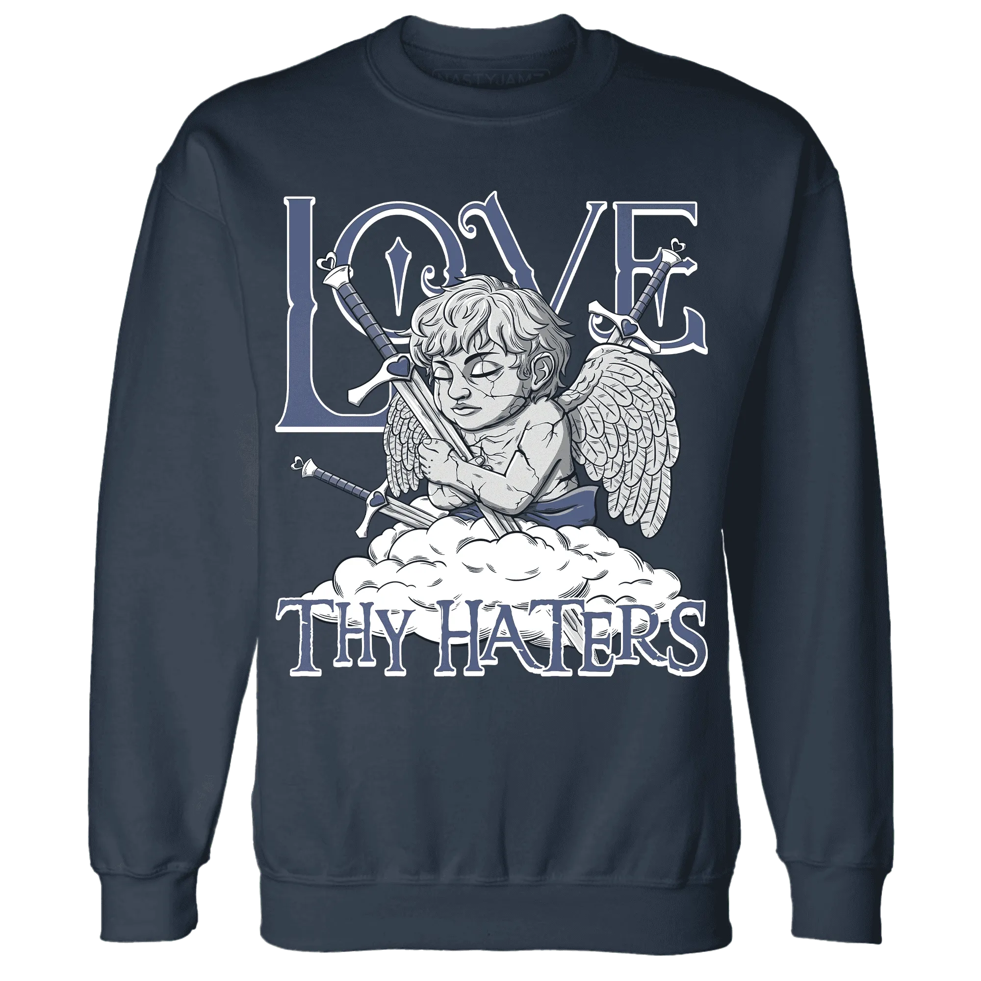 Low-Diffused-Blue-11s-Sweatshirt-Match-Love-Thy-Haters-Angel