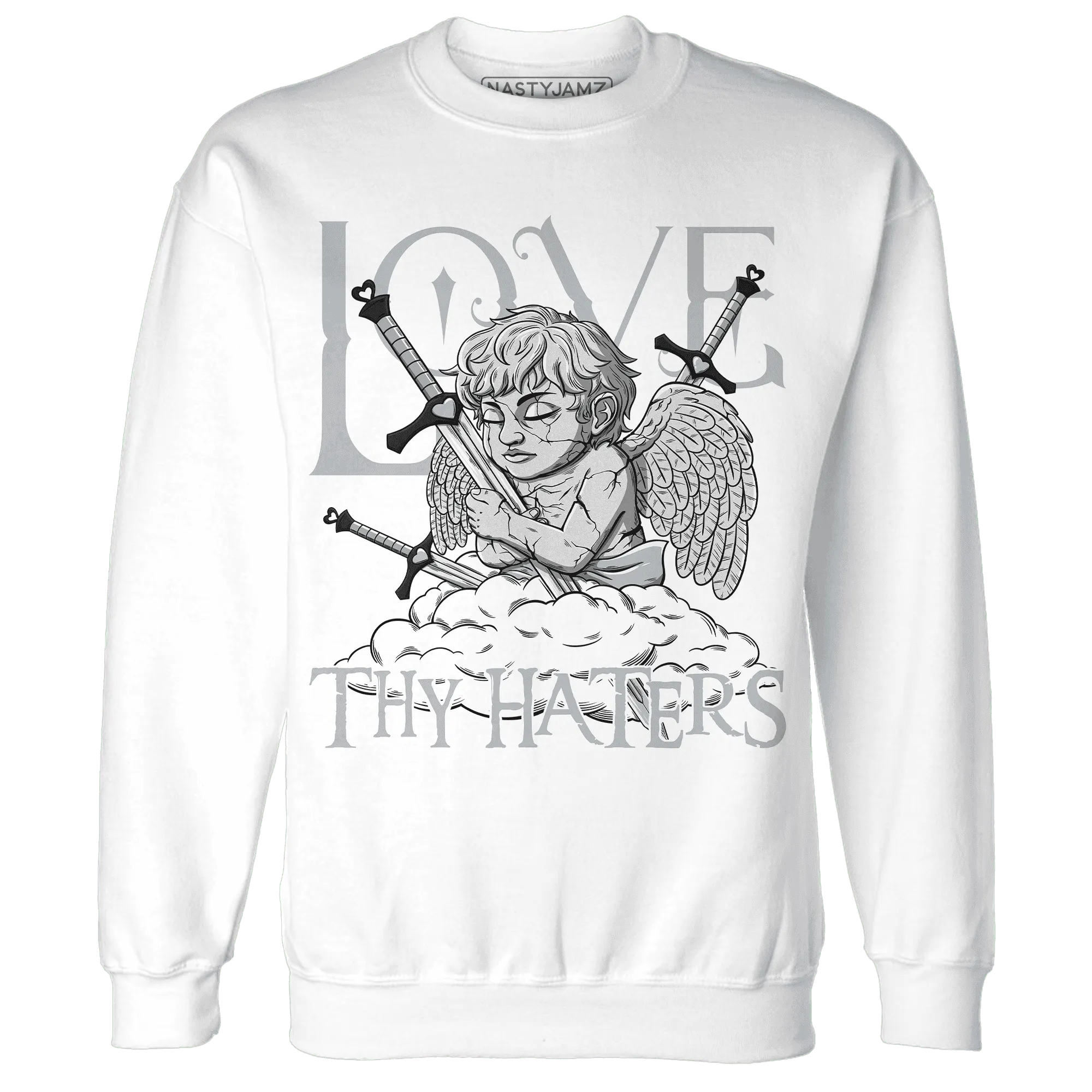 NastyJamz-Wolf-Grey-12s-Sweatshirt-Match-Love-Thy-Haters-Angel