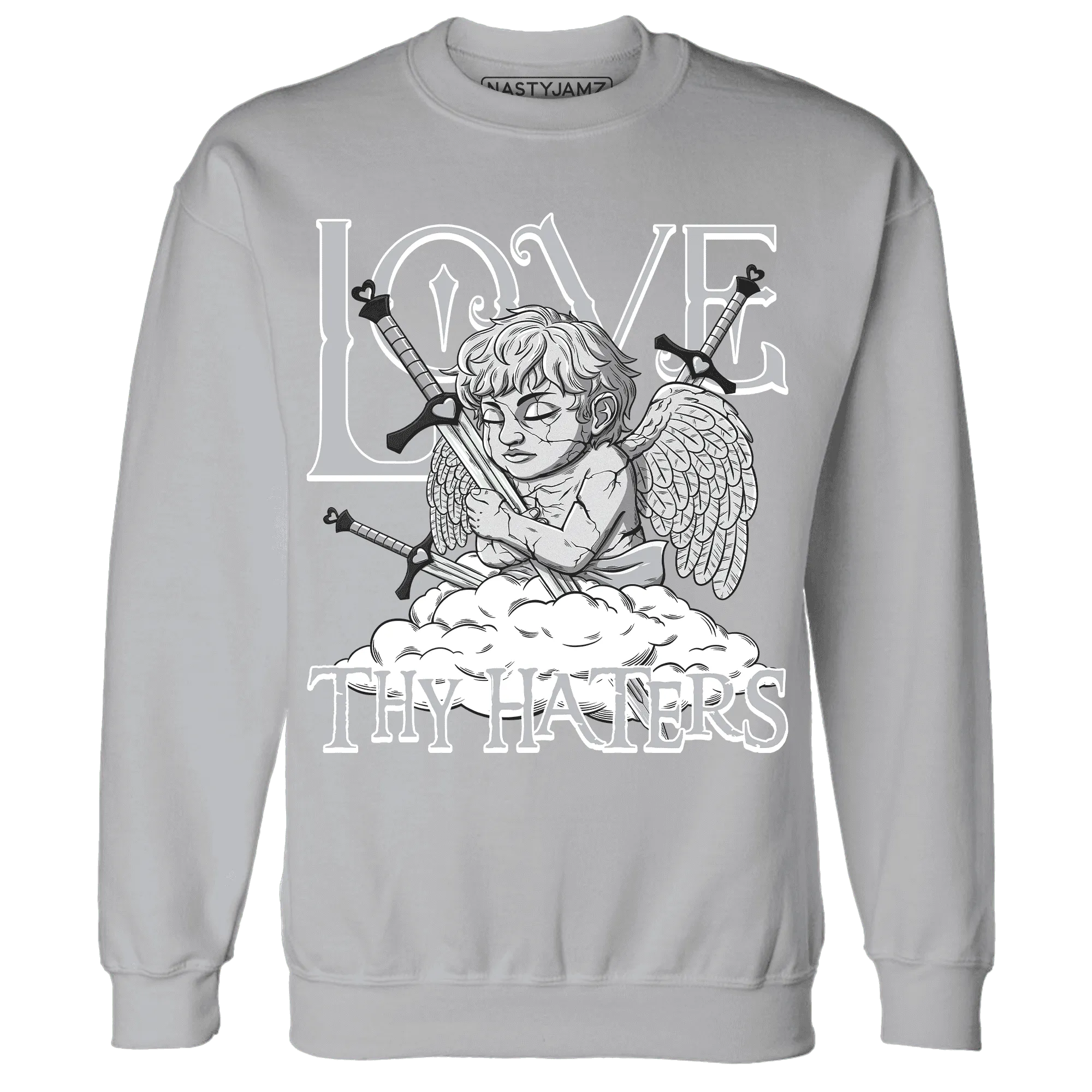 NastyJamz-Wolf-Grey-12s-Sweatshirt-Match-Love-Thy-Haters-Angel
