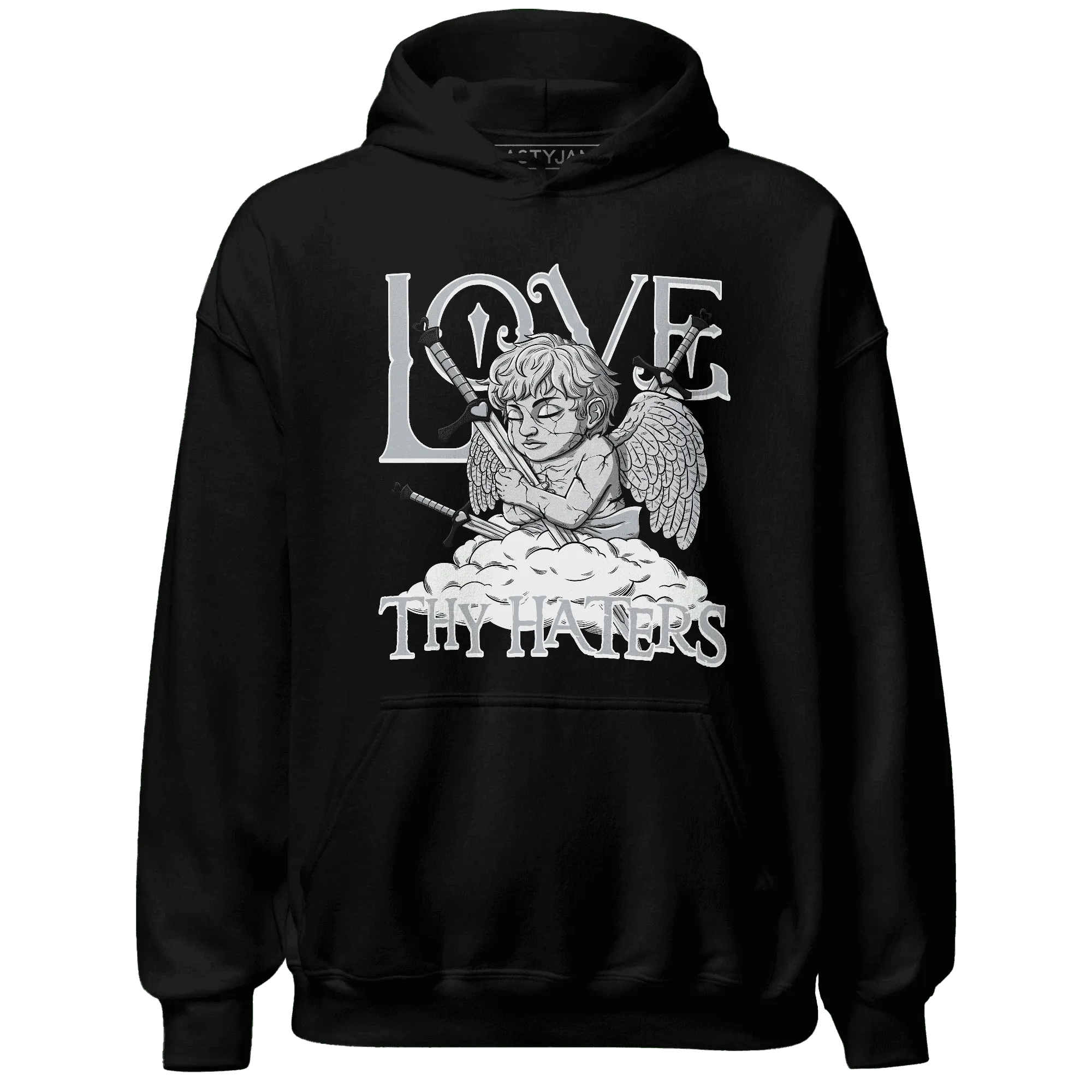 NastyJamz-Wolf-Grey-12s-Hoodie-Match-Love-Thy-Haters-Angel