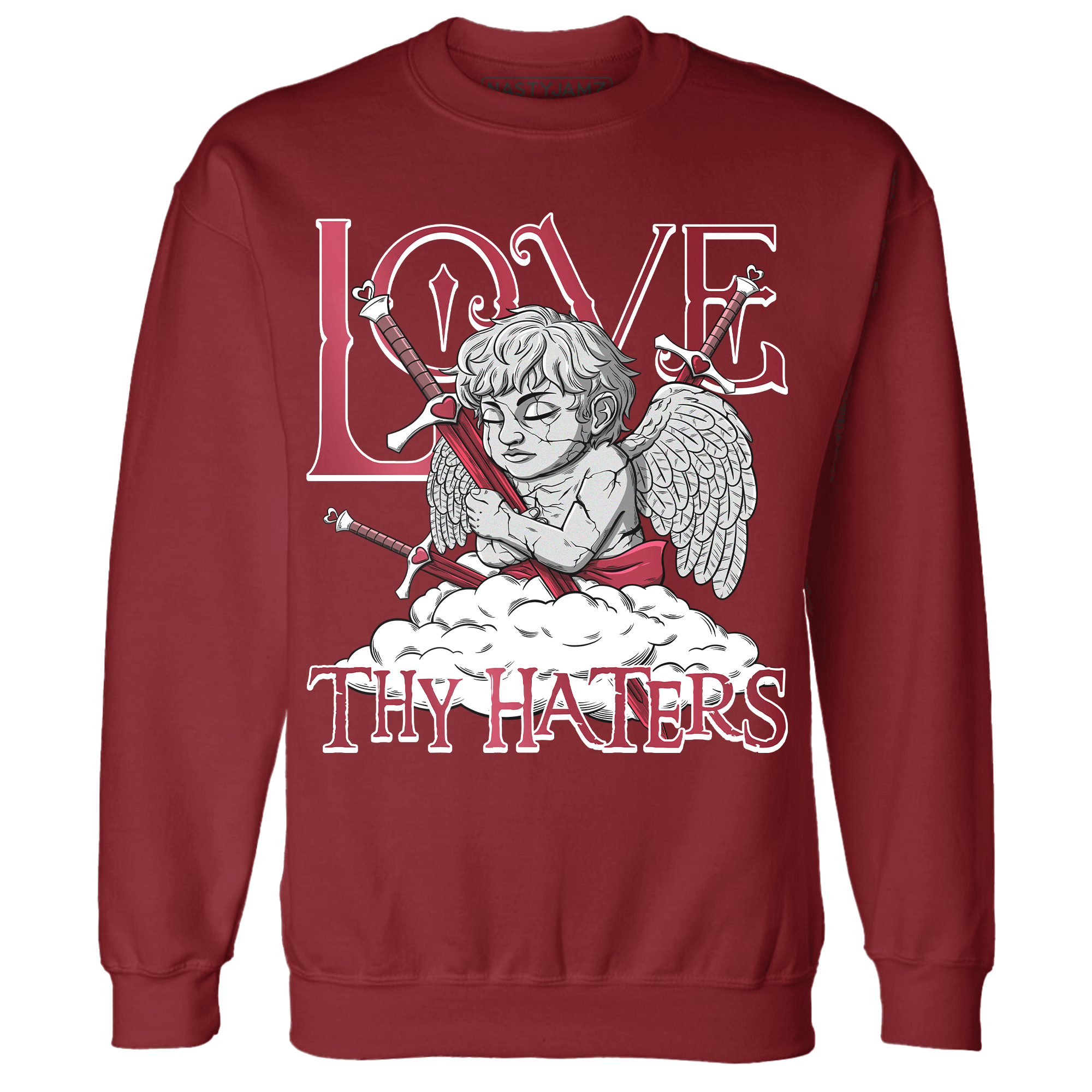 High 85 Metallic Burgundy 1s Sweatshirt Match Love Thy Haters Angel - NastyJamz