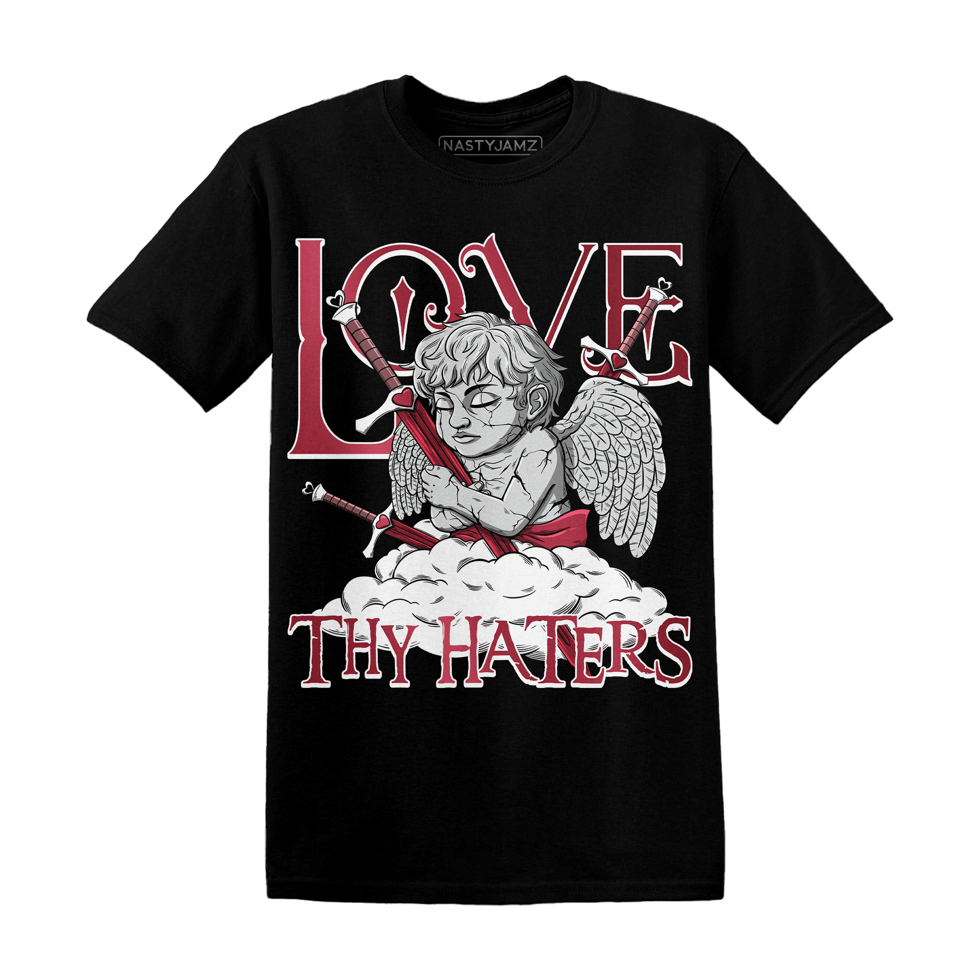 High 85 Metallic Burgundy 1s T Shirt Match Love Thy Haters Angel - NastyJamz