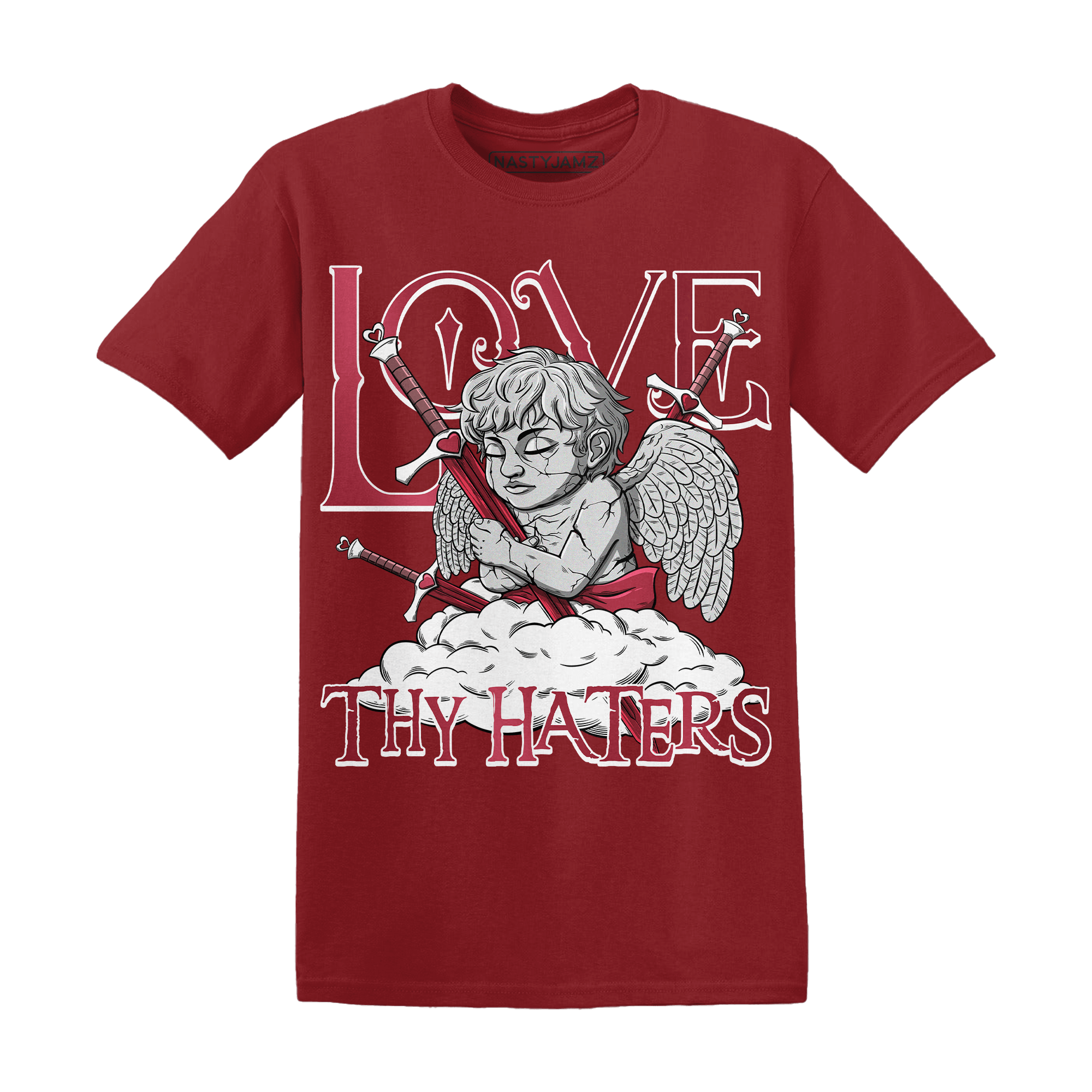 High 85 Metallic Burgundy 1s T Shirt Match Love Thy Haters Angel - NastyJamz