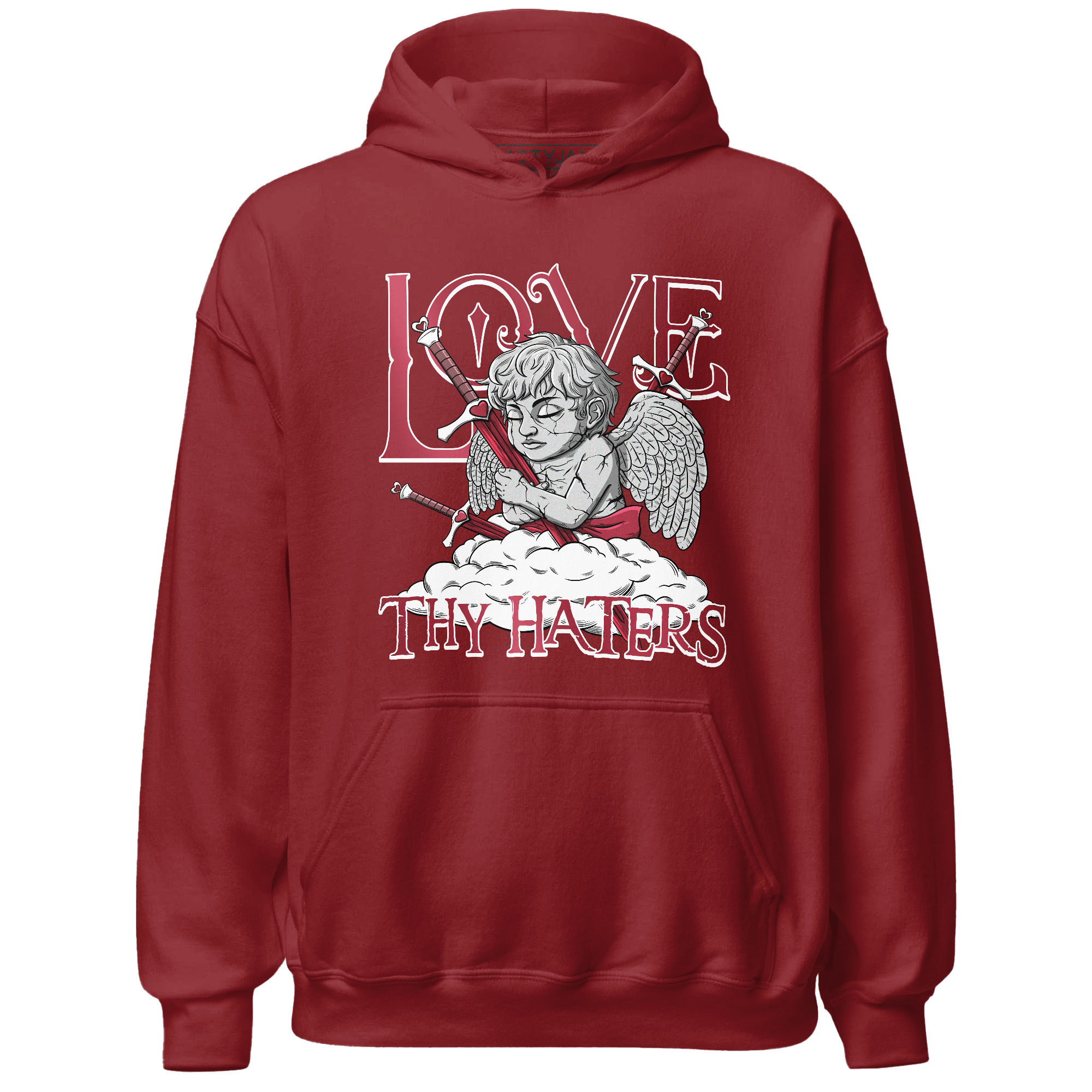 High 85 Metallic Burgundy 1s Hoodie Match Love Thy Haters Angel - NastyJamz