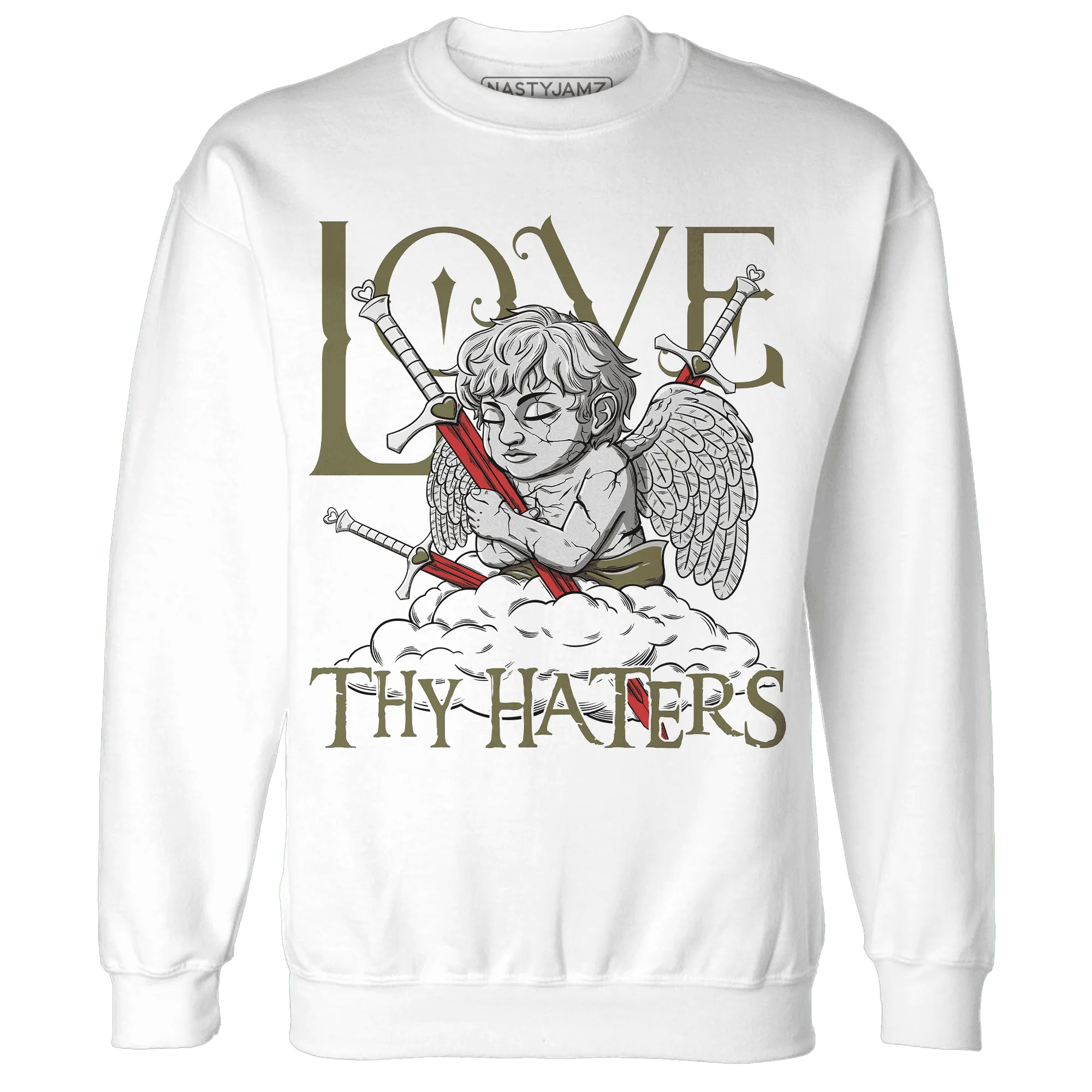 NastyJamz-Medium-Olive-1s-Sweatshirt-Match-Love-Thy-Haters-Angel