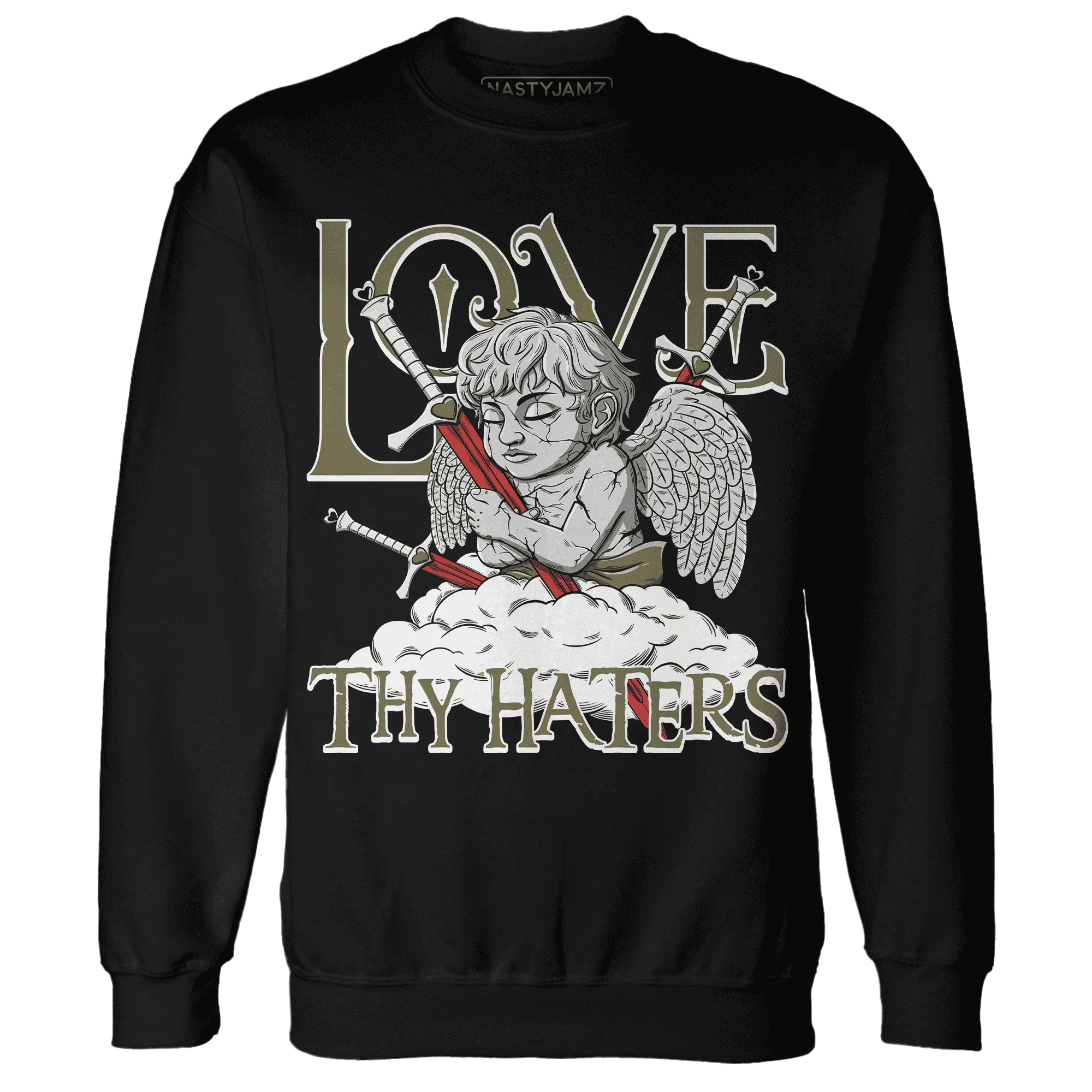 NastyJamz-Medium-Olive-1s-Sweatshirt-Match-Love-Thy-Haters-Angel