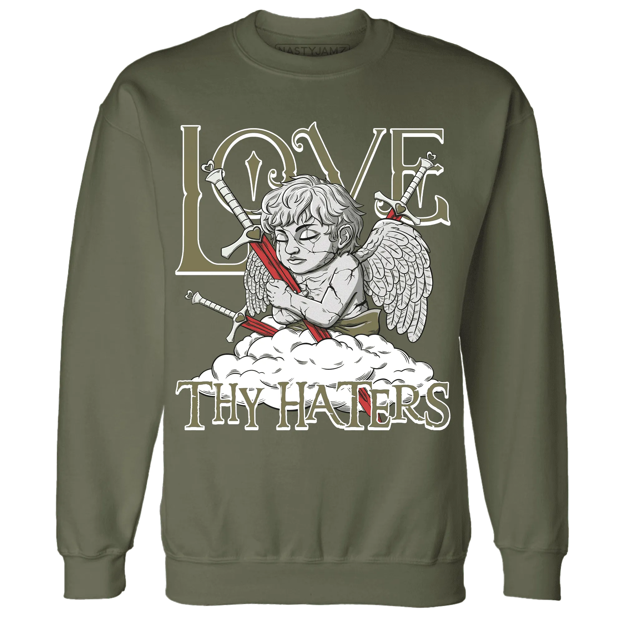 NastyJamz-Medium-Olive-1s-Sweatshirt-Match-Love-Thy-Haters-Angel