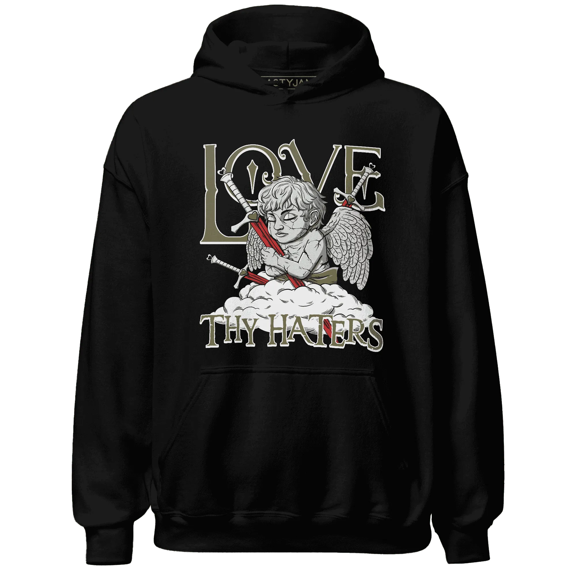 NastyJamz-Medium-Olive-1s-Hoodie-Match-Love-Thy-Haters-Angel