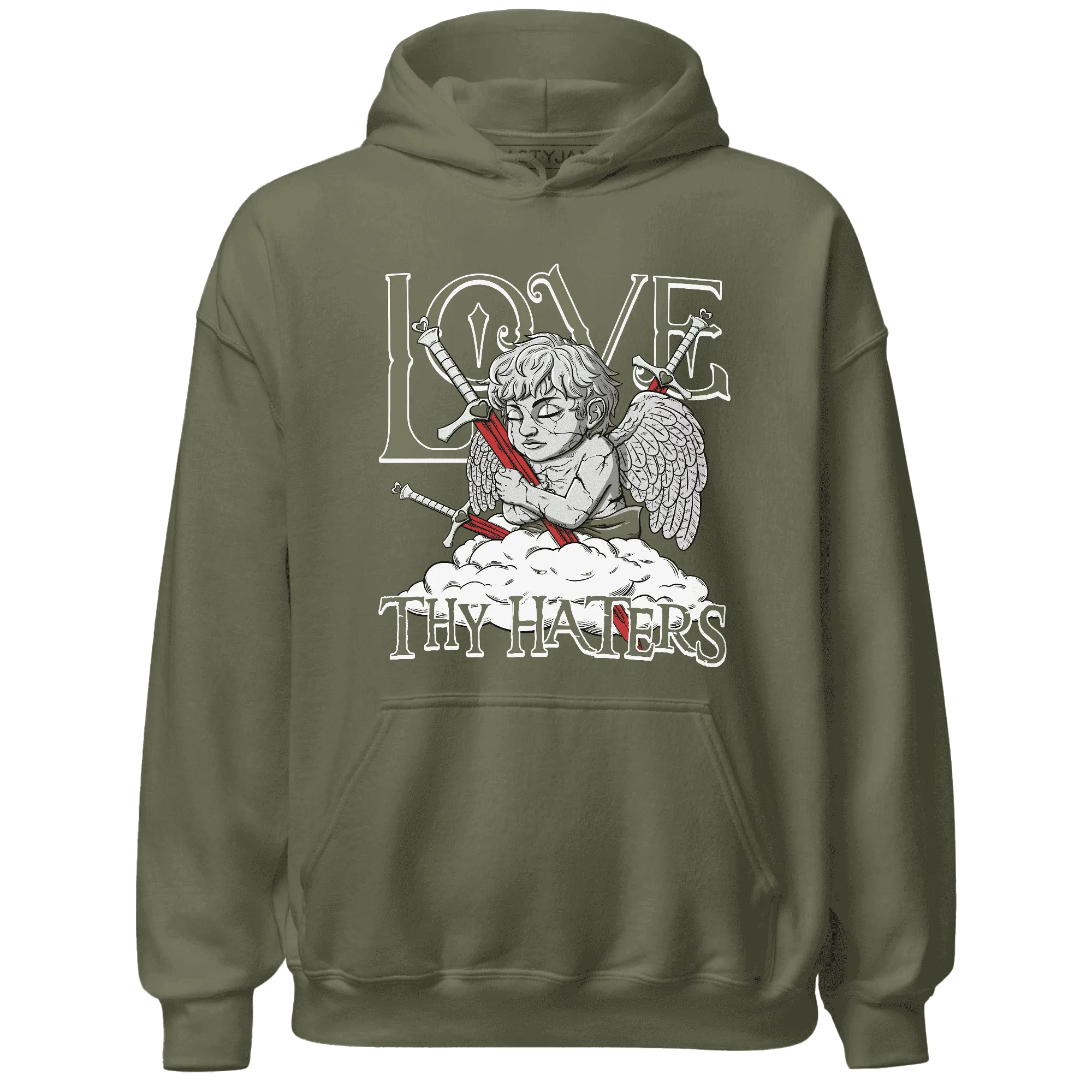 NastyJamz-Medium-Olive-1s-Hoodie-Match-Love-Thy-Haters-Angel