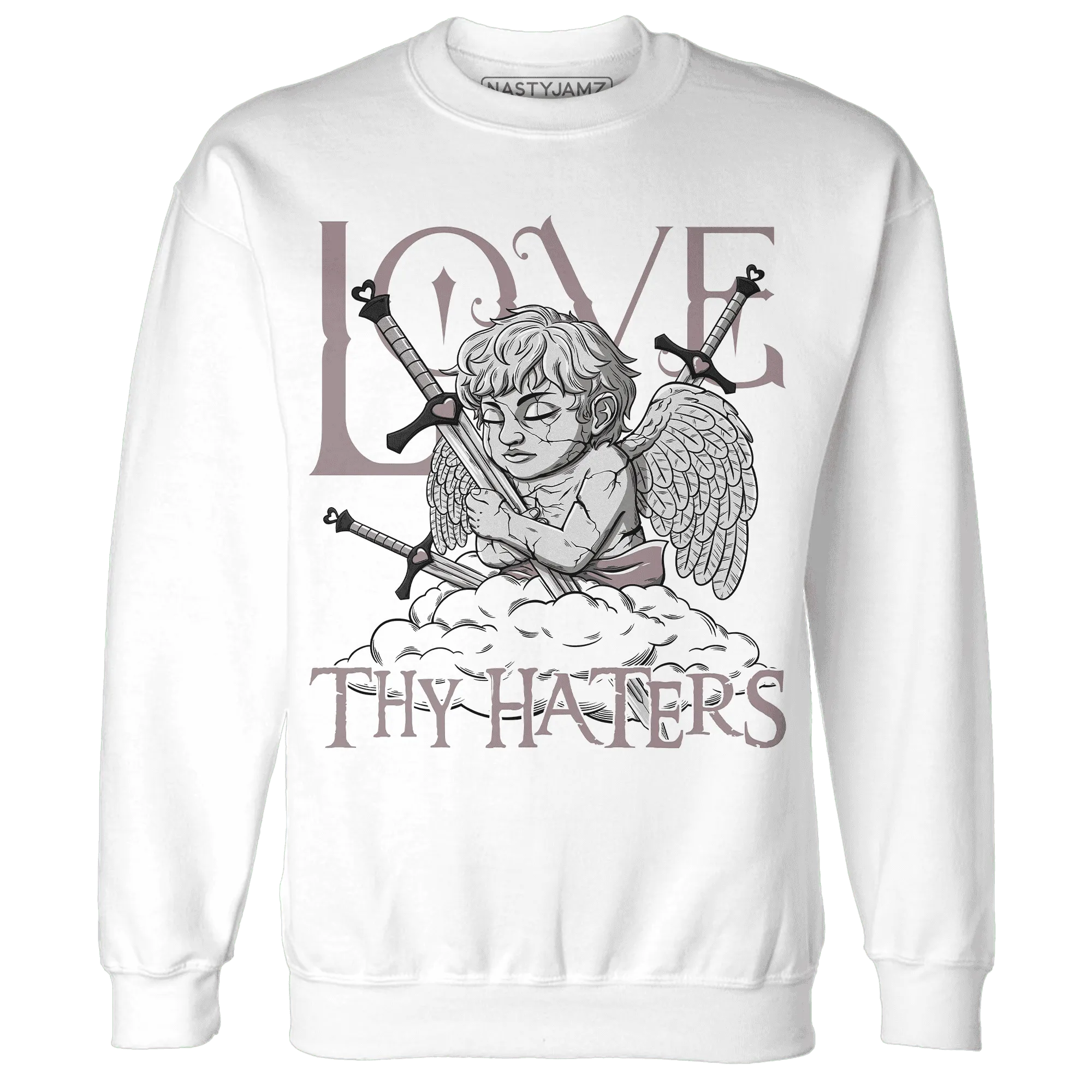 NastyJamz-Black-Violet-Ore-3s-Sweatshirt-Match-Love-Thy-Haters-Angel