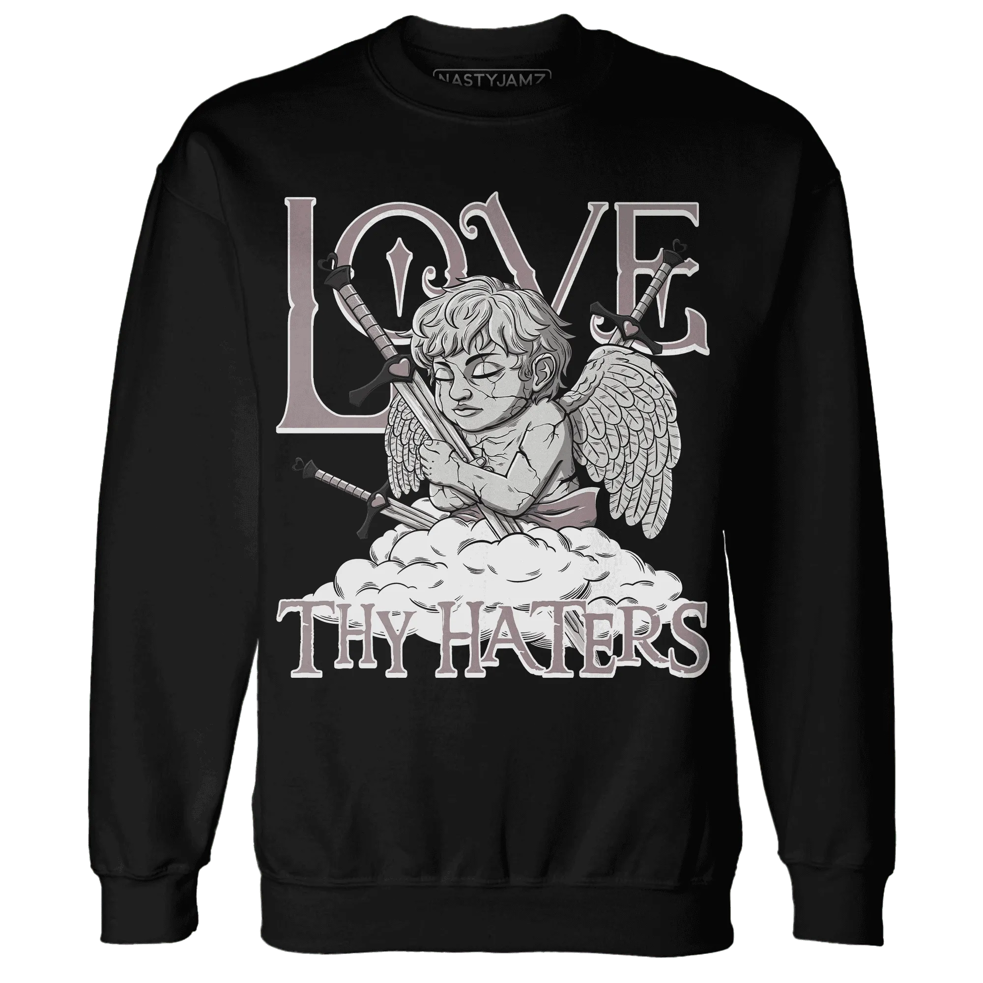 NastyJamz-Black-Violet-Ore-3s-Sweatshirt-Match-Love-Thy-Haters-Angel