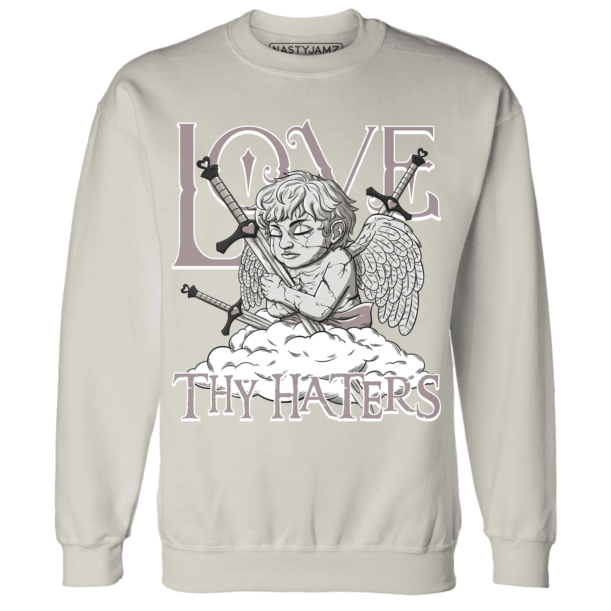 NastyJamz-Black-Violet-Ore-3s-Sweatshirt-Match-Love-Thy-Haters-Angel