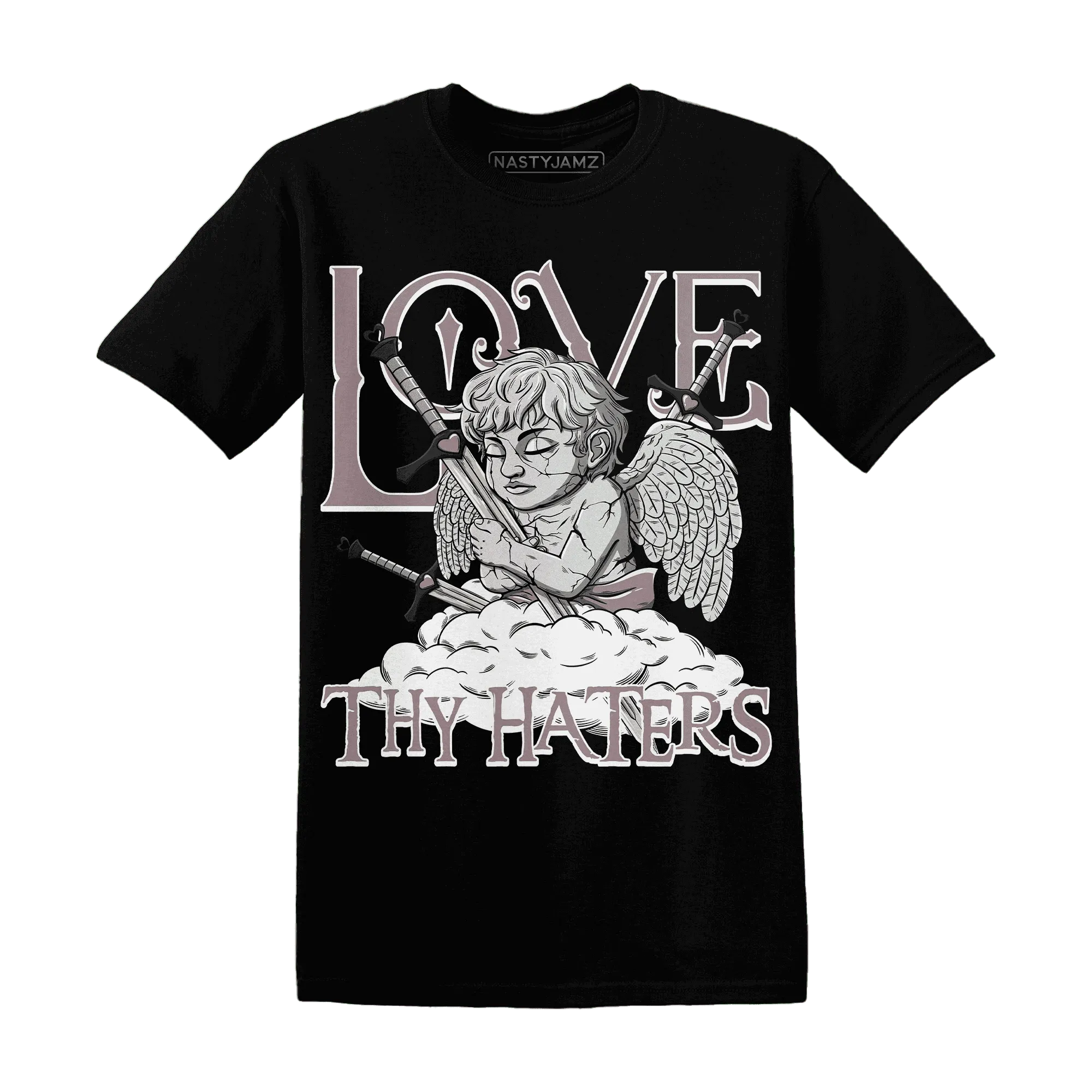 NastyJamz-Black-Violet-Ore-3s-T-Shirt-Match-Love-Thy-Haters-Angel