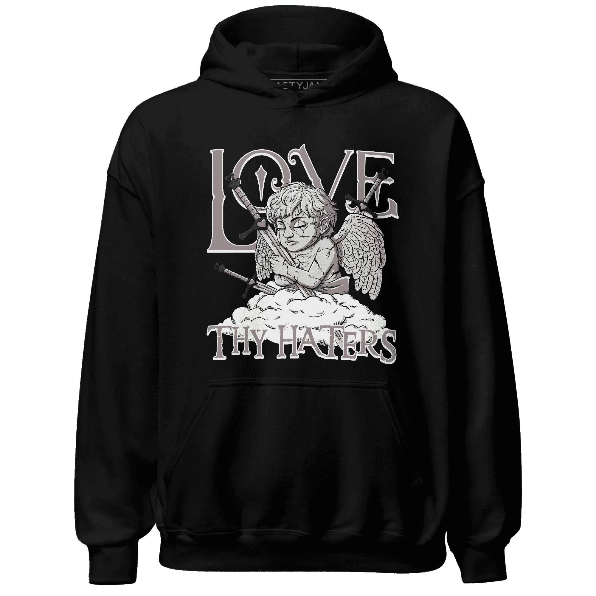 NastyJamz-Black-Violet-Ore-3s-Hoodie-Match-Love-Thy-Haters-Angel