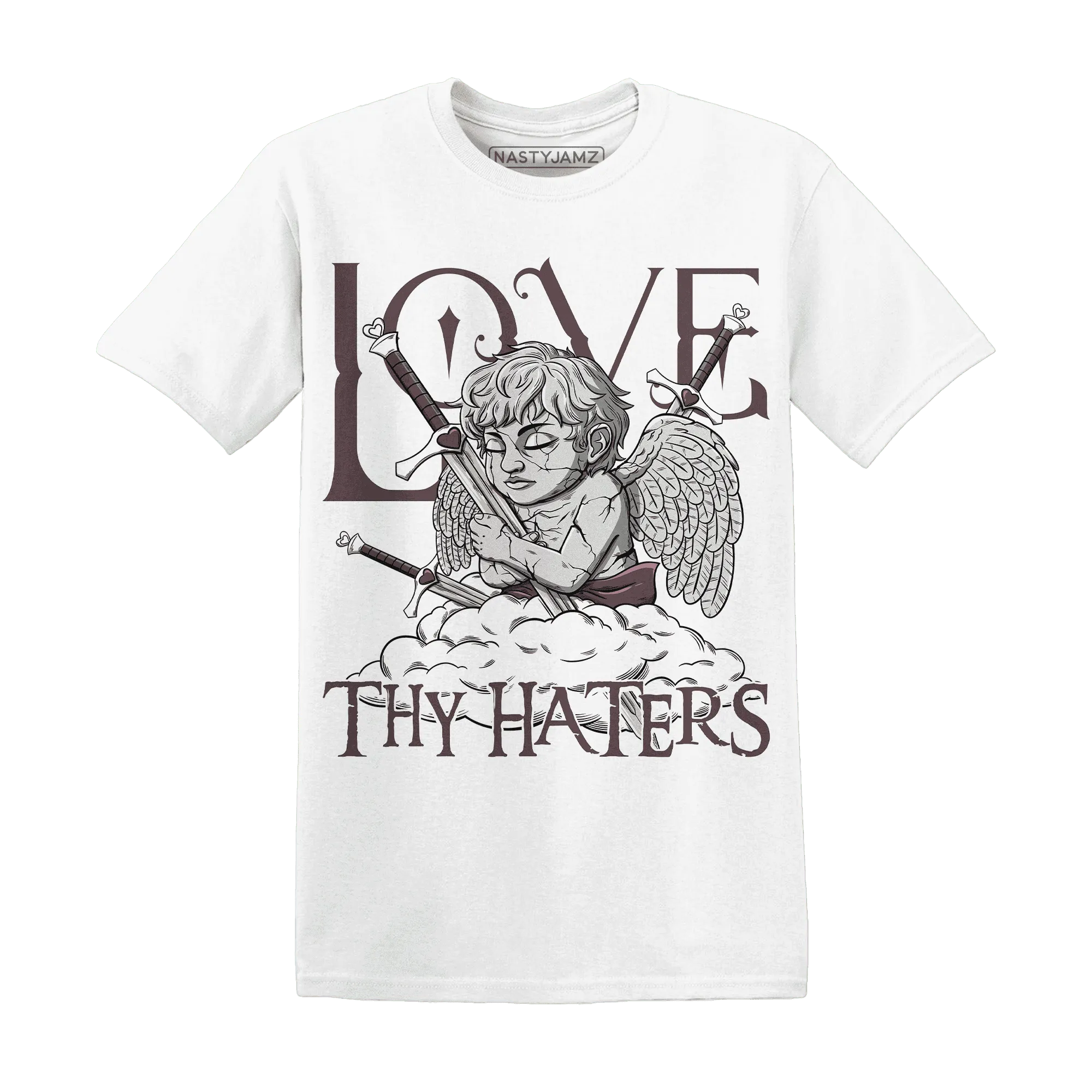 NastyJamz-Burgundy-Crush-3s-T-Shirt-Match-Love-Thy-Haters-Angel