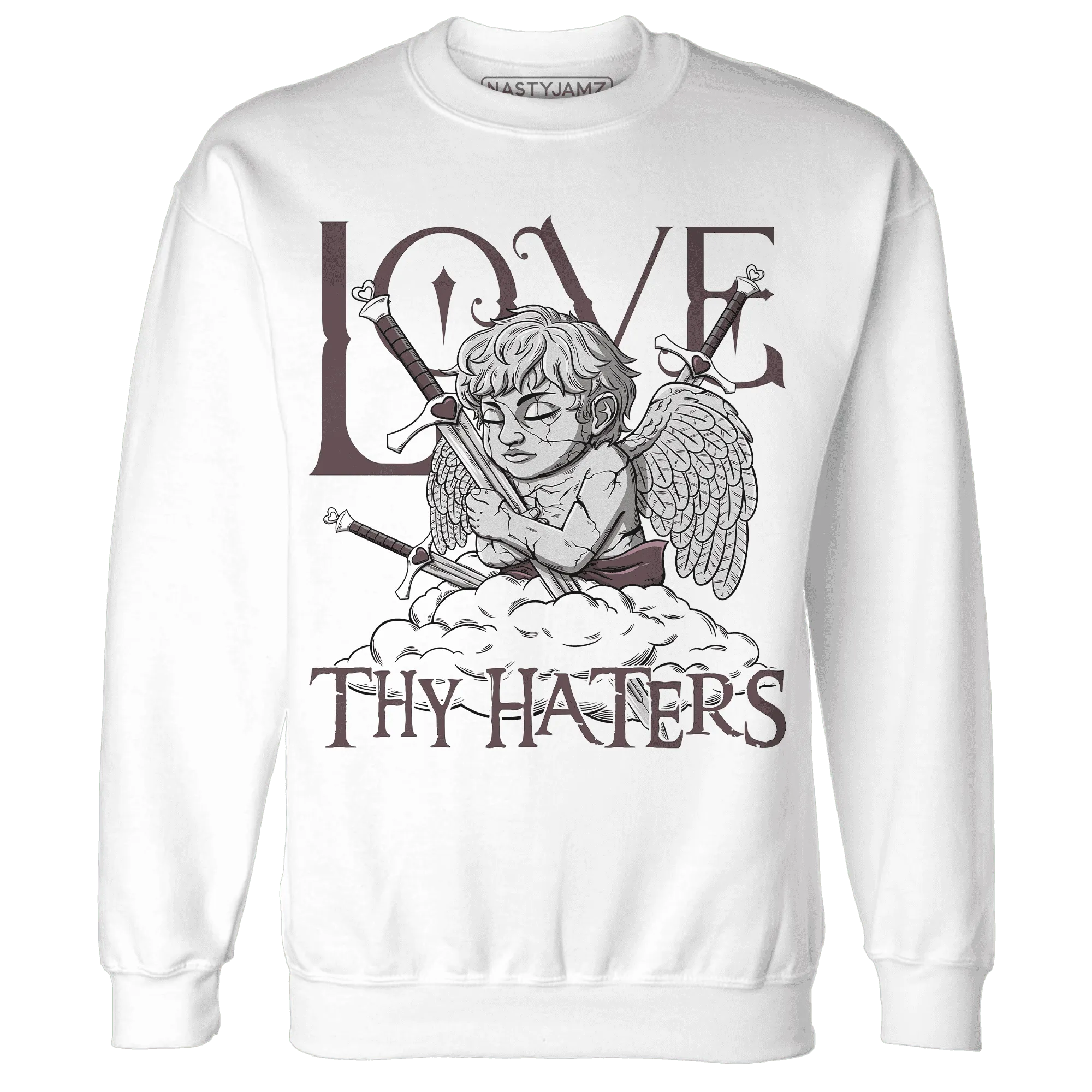 NastyJamz-Burgundy-Crush-3s-Sweatshirt-Match-Love-Thy-Haters-Angel