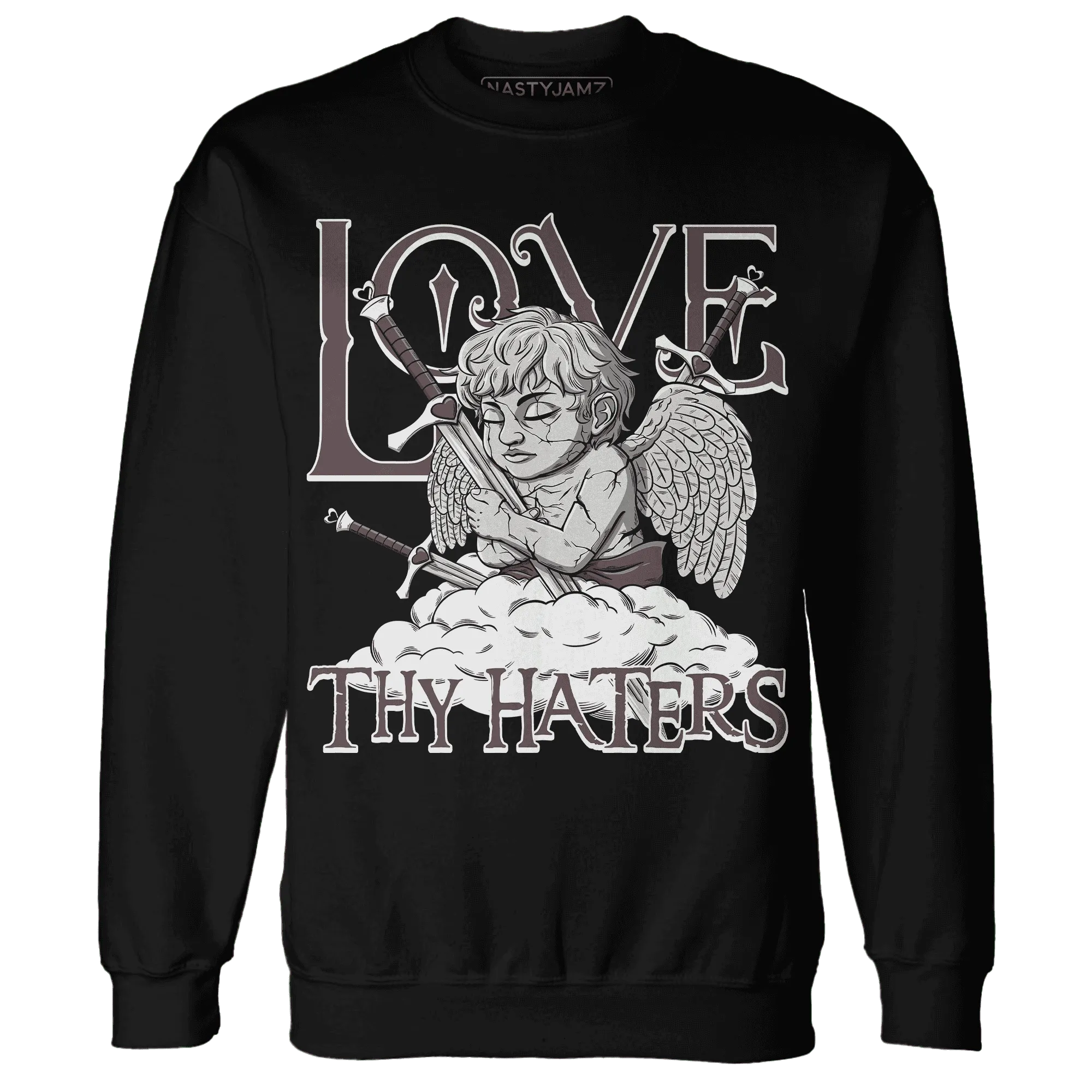 NastyJamz-Burgundy-Crush-3s-Sweatshirt-Match-Love-Thy-Haters-Angel