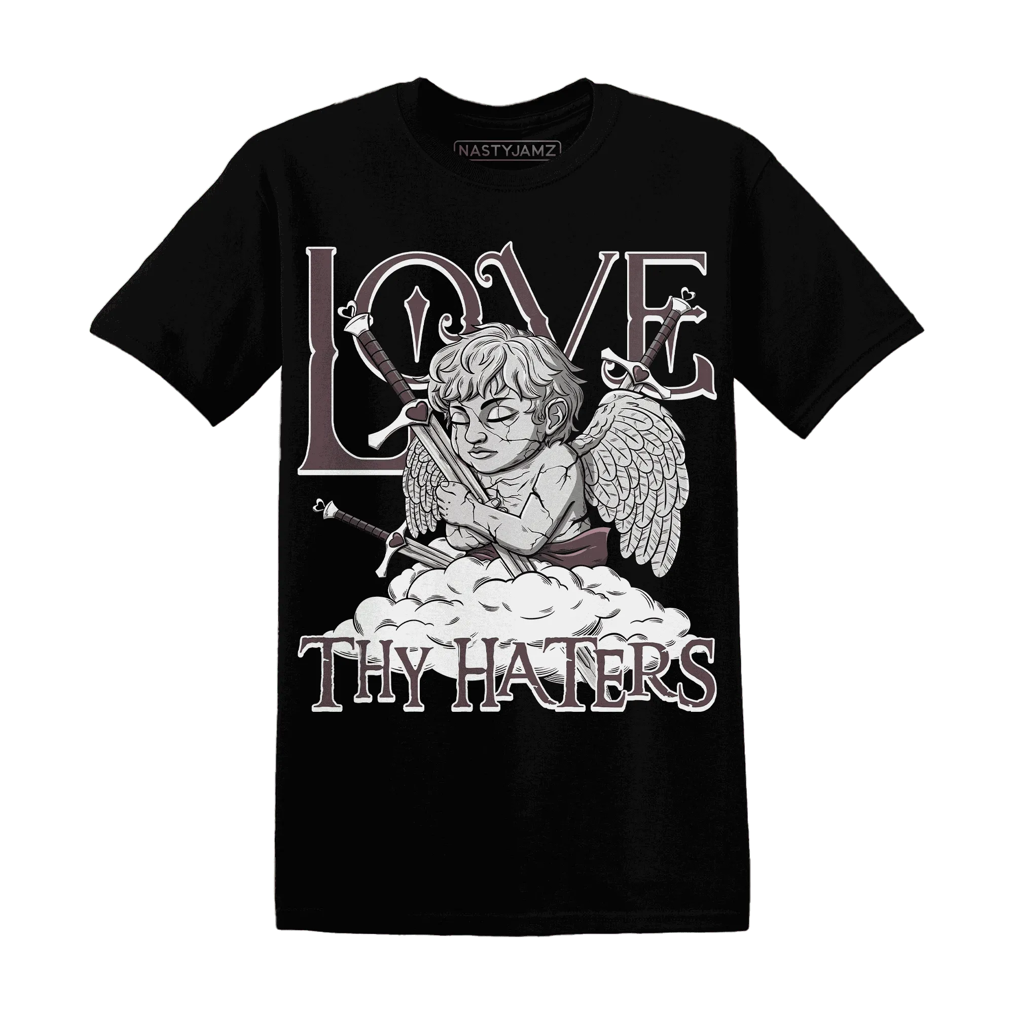 NastyJamz-Burgundy-Crush-3s-T-Shirt-Match-Love-Thy-Haters-Angel