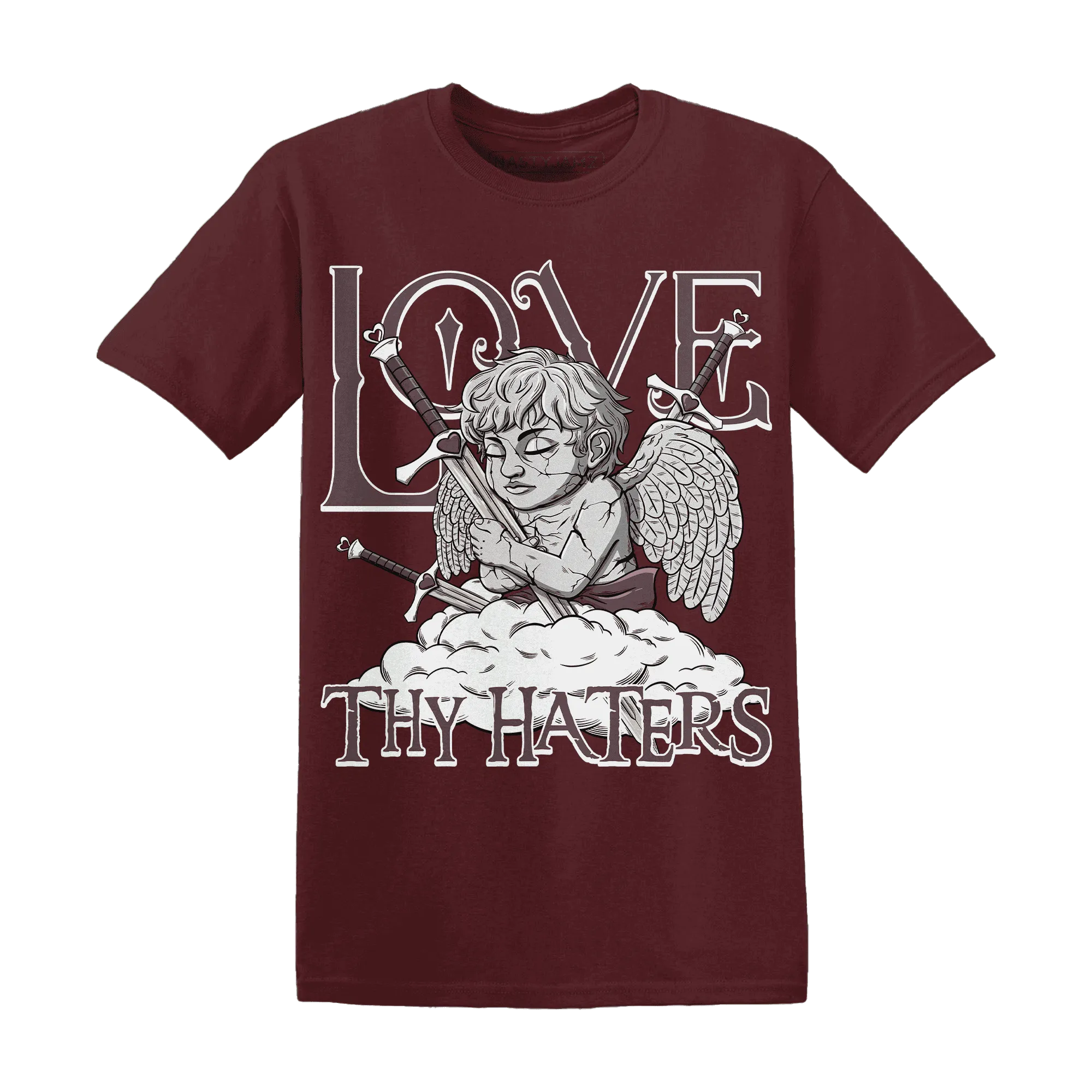 NastyJamz-Burgundy-Crush-3s-T-Shirt-Match-Love-Thy-Haters-Angel