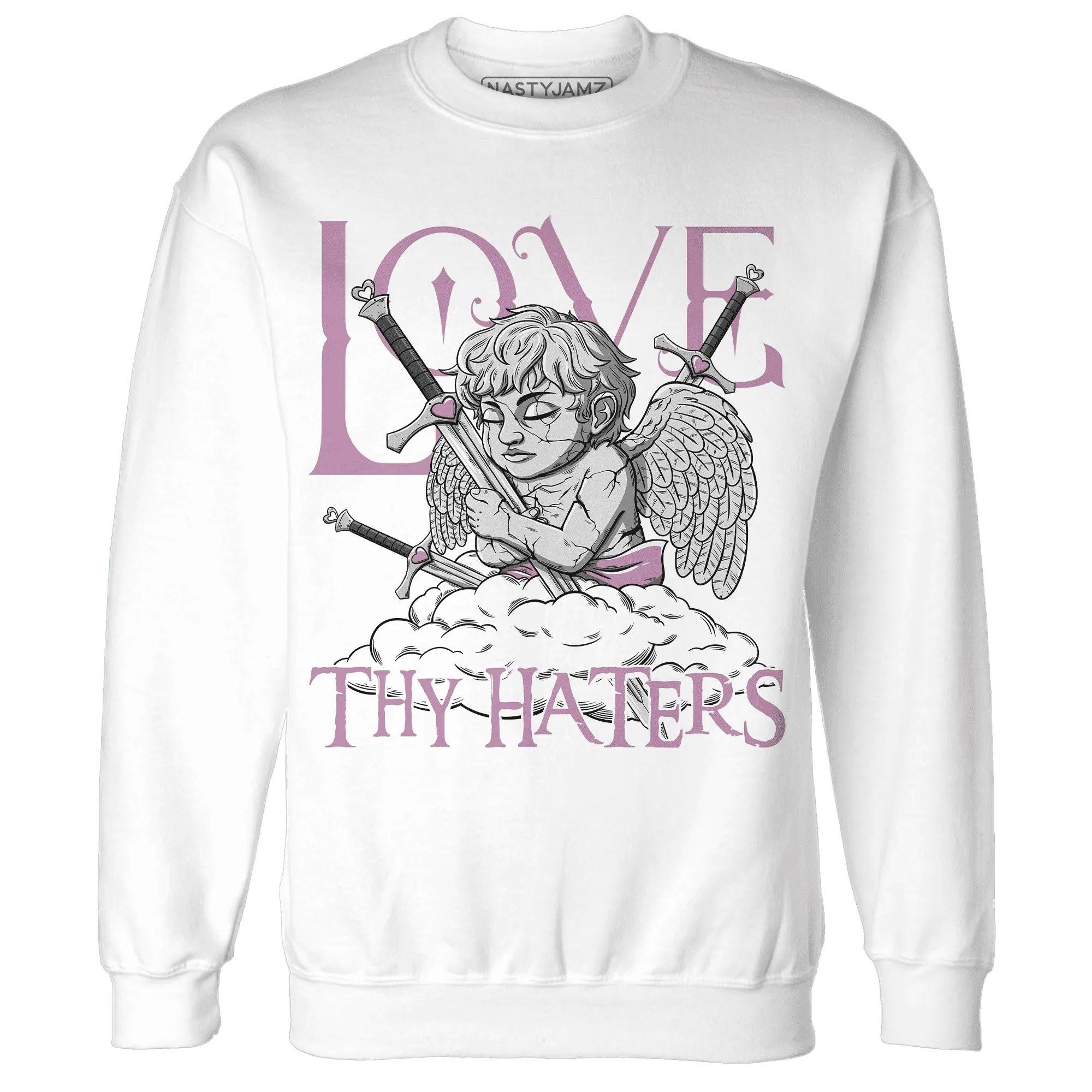 Orchid-Neutral-Grey-Black-White-4s-NastyJamz-Sweatshirt-Match-Love-Thy-Haters-Angel