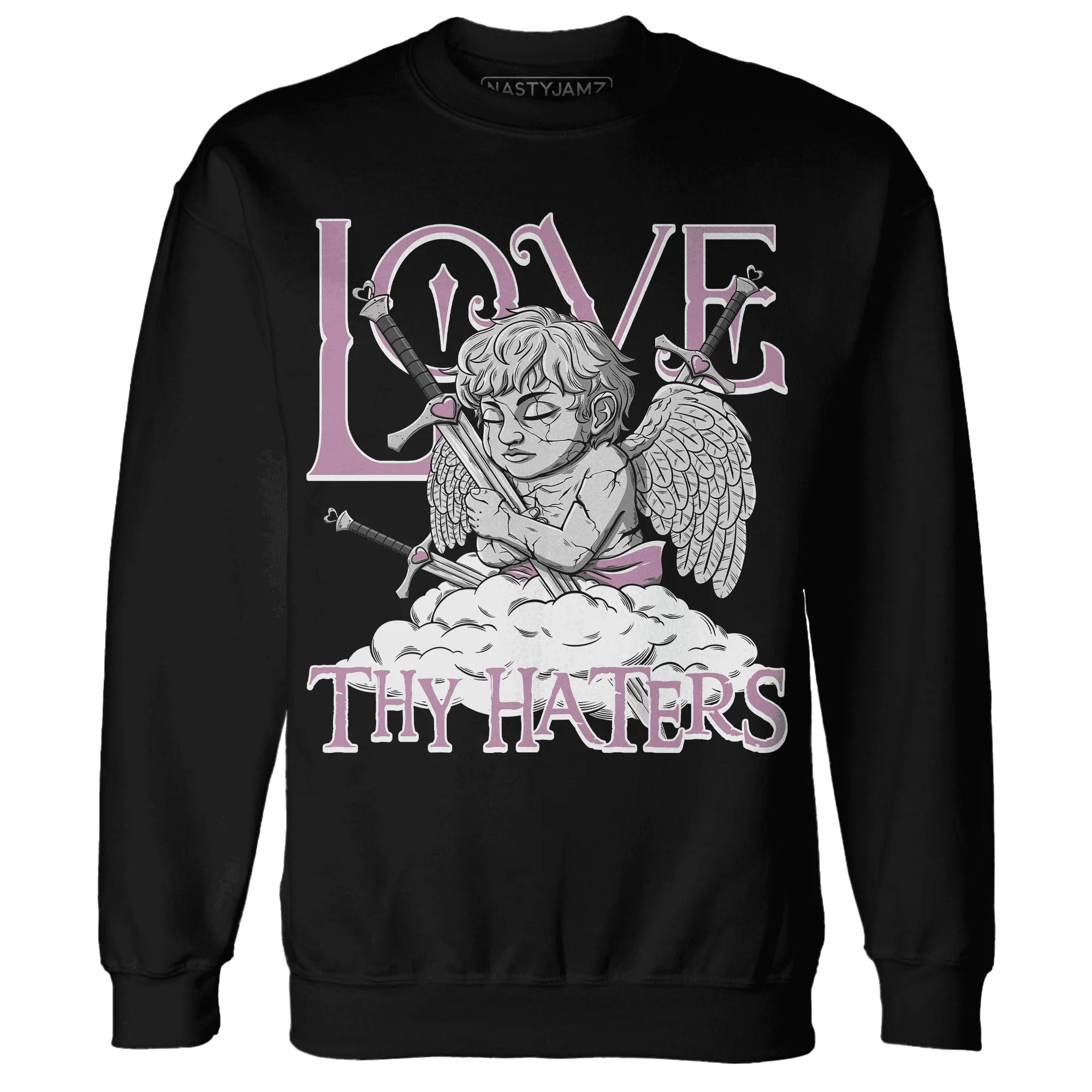 Orchid-Neutral-Grey-Black-White-4s-NastyJamz-Sweatshirt-Match-Love-Thy-Haters-Angel