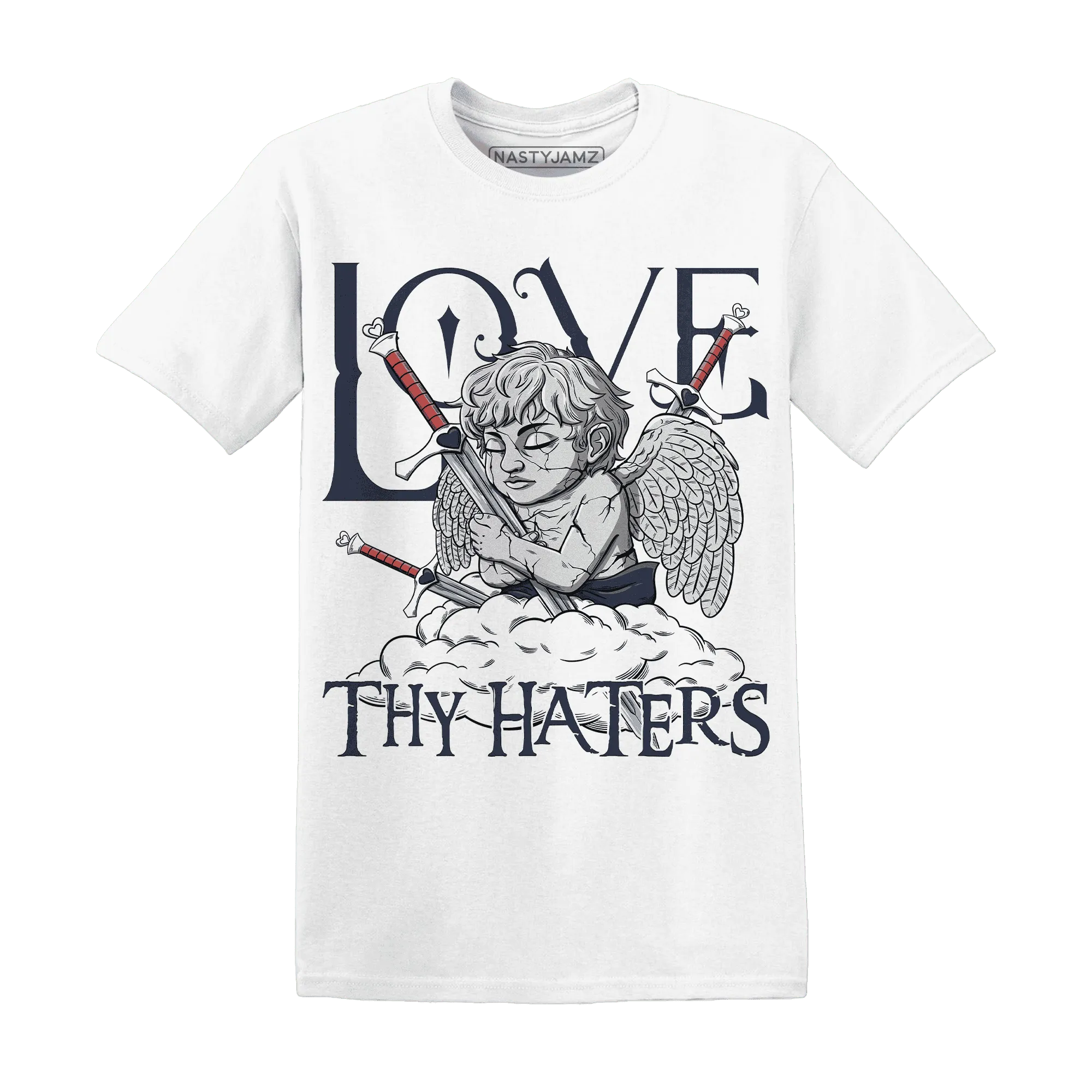White-Navy-6s-T-Shirt-Match-Love-Thy-Haters-Angel