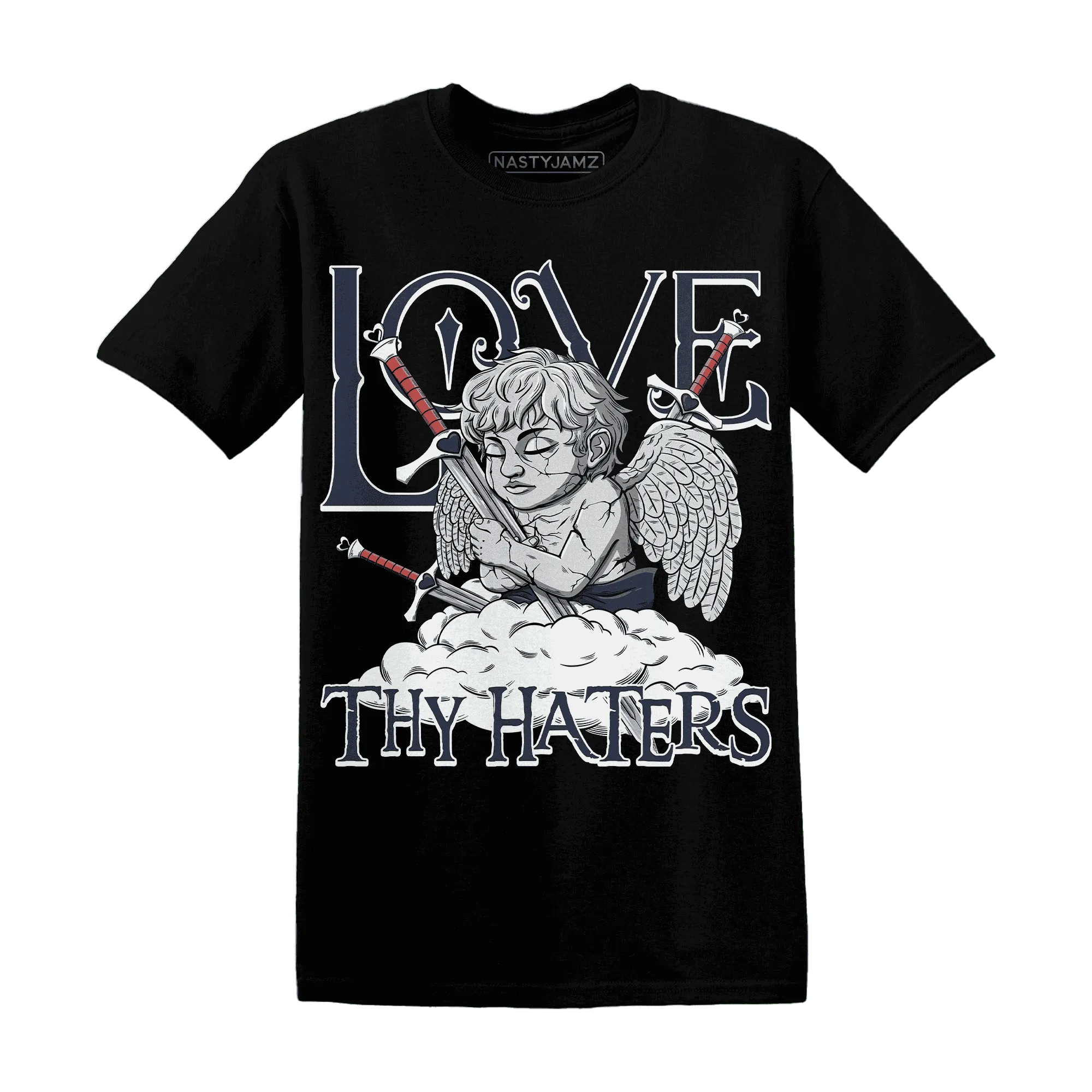 White-Navy-6s-T-Shirt-Match-Love-Thy-Haters-Angel