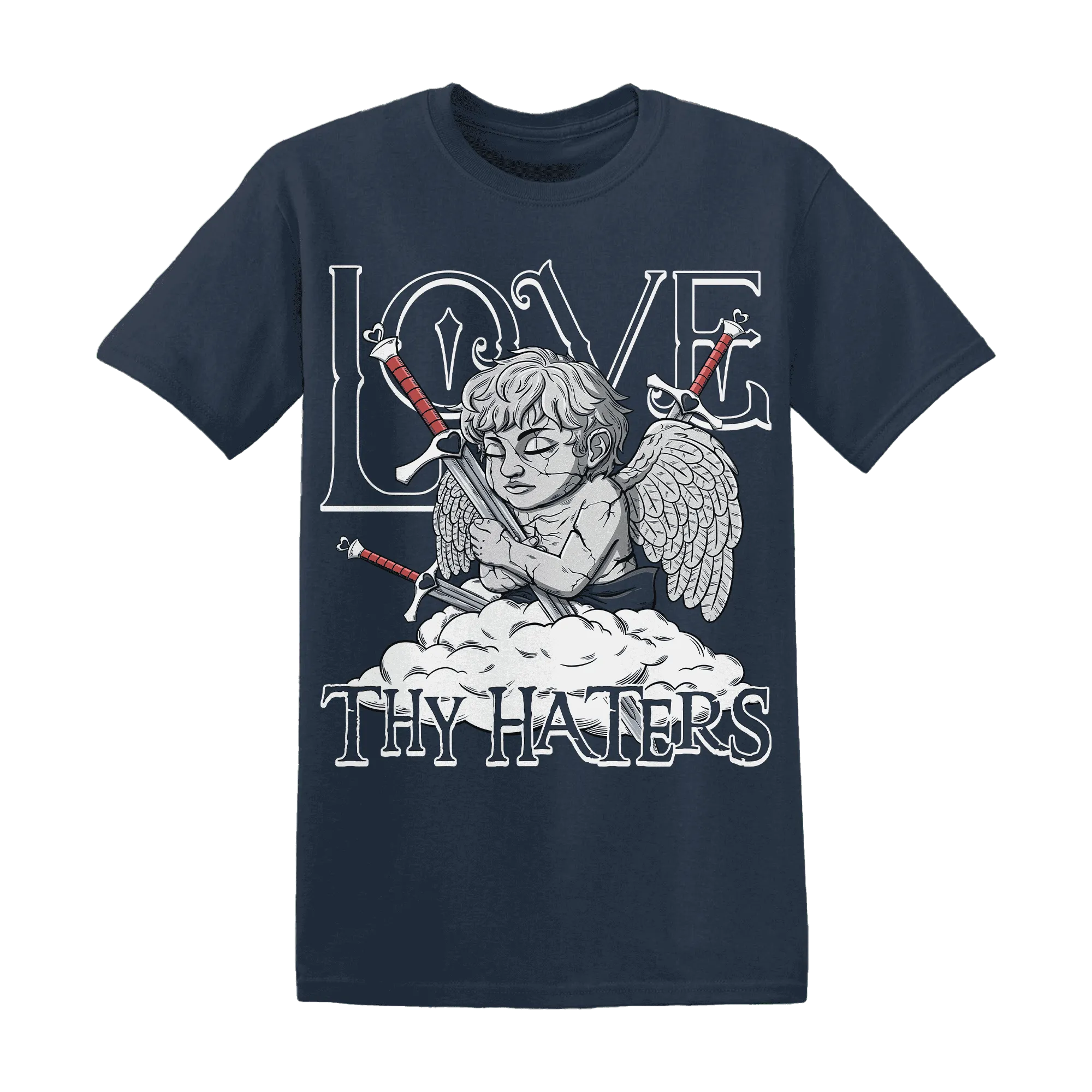 White-Navy-6s-T-Shirt-Match-Love-Thy-Haters-Angel