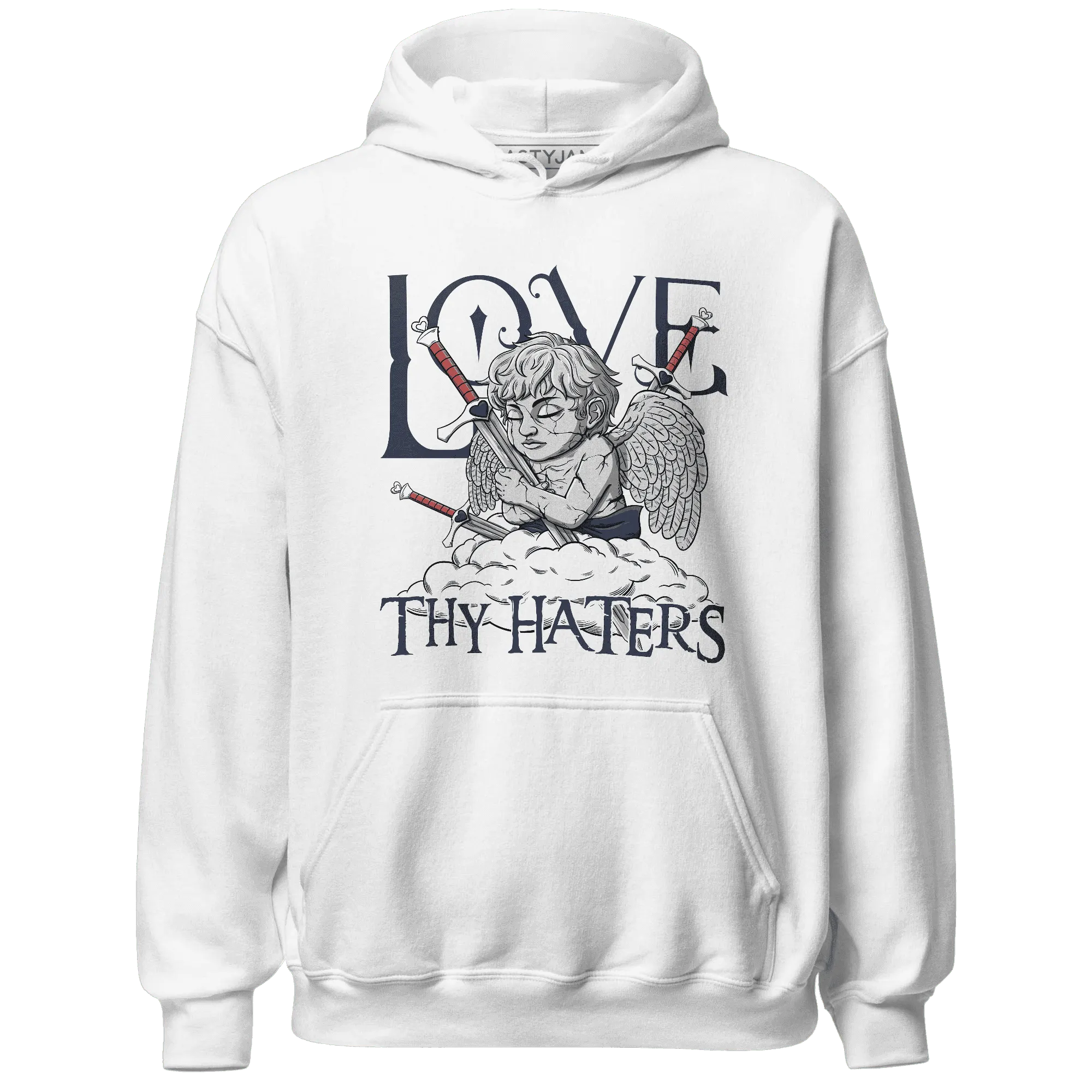 White-Navy-6s-Hoodie-Match-Love-Thy-Haters-Angel