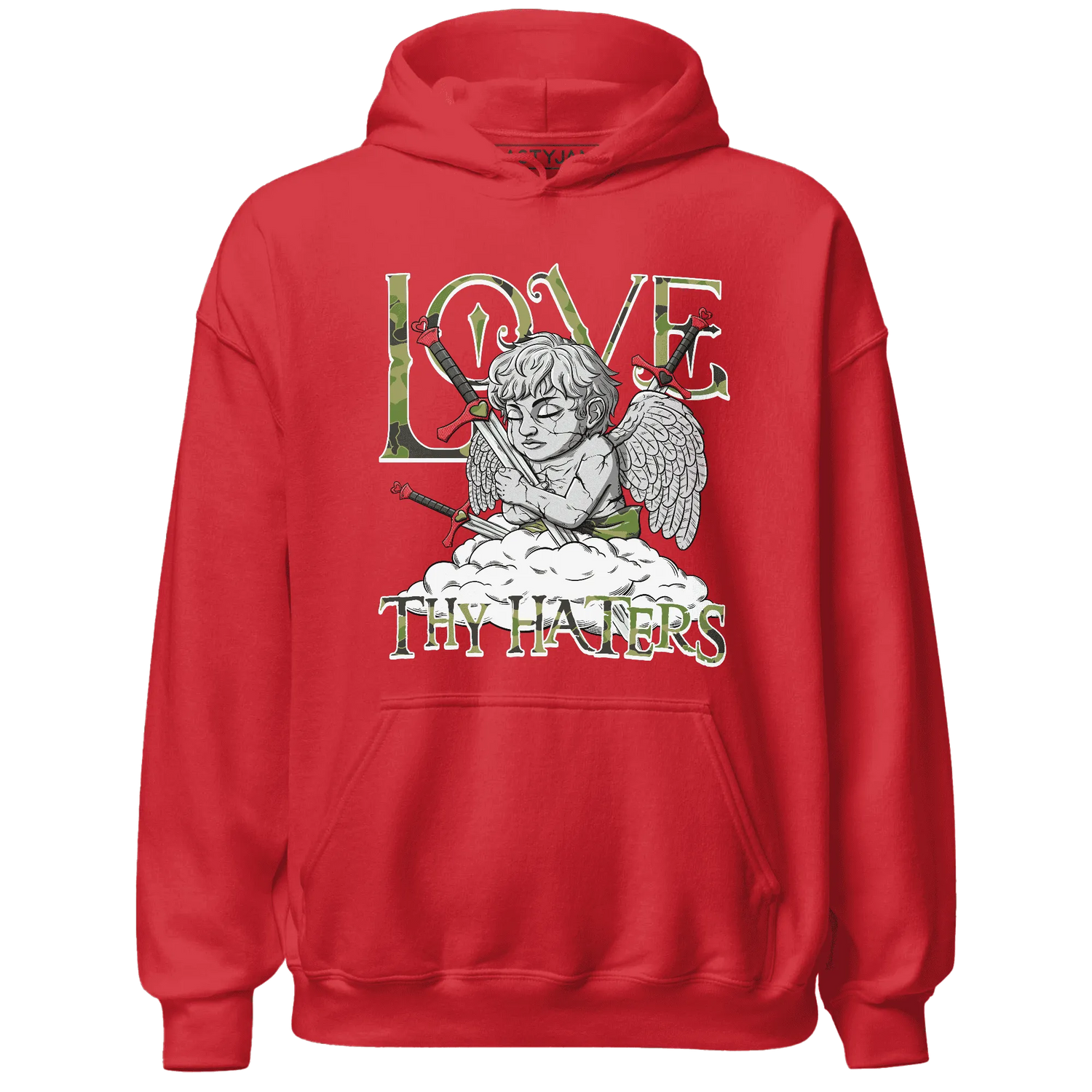 AM-90-Dark-Sage-Solar-Red-NastyJamz-Hoodie-Match-Love-Thy-Haters-Angel