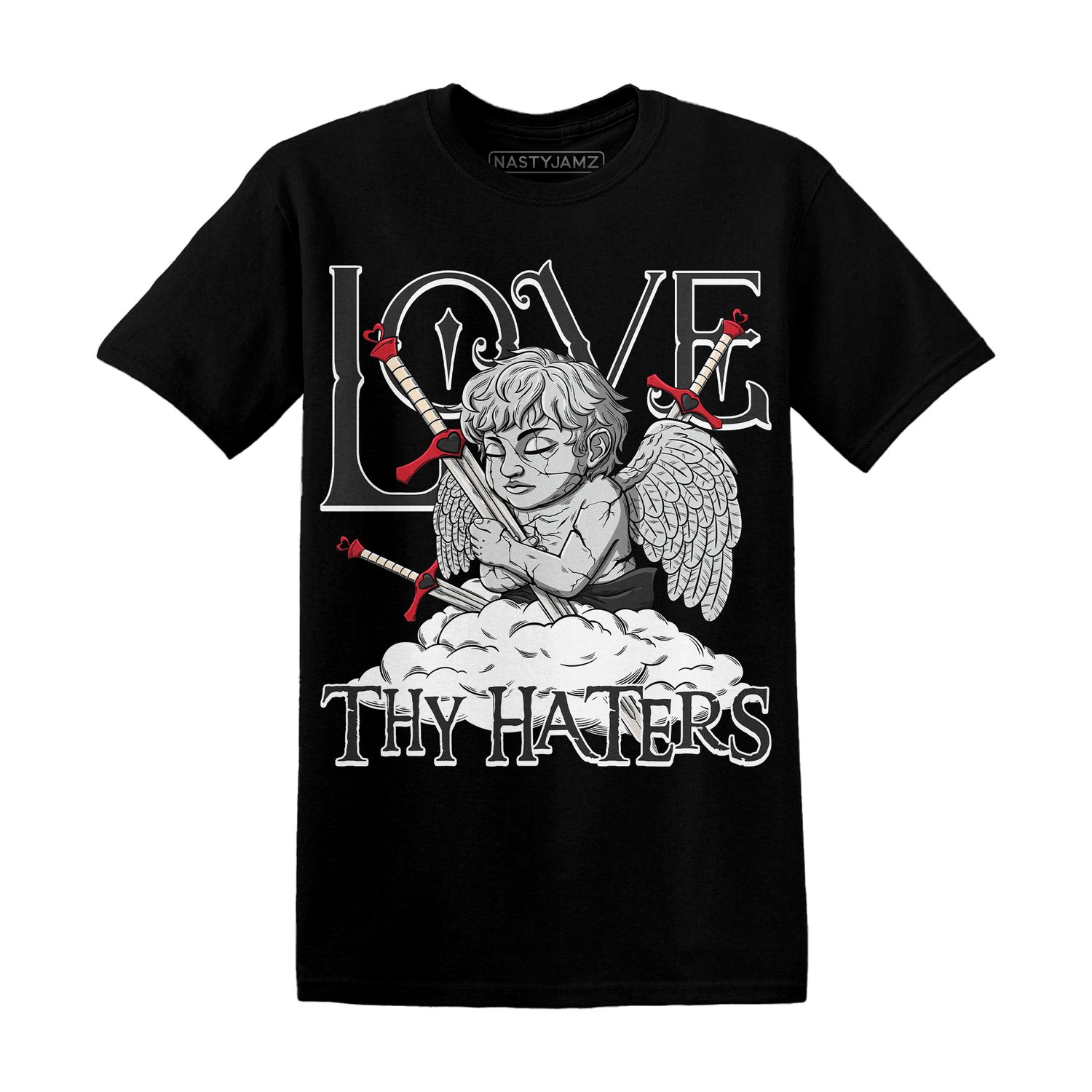 Jumman Jack University Red T Shirt Love Thy Haters Angel - NastyJamz