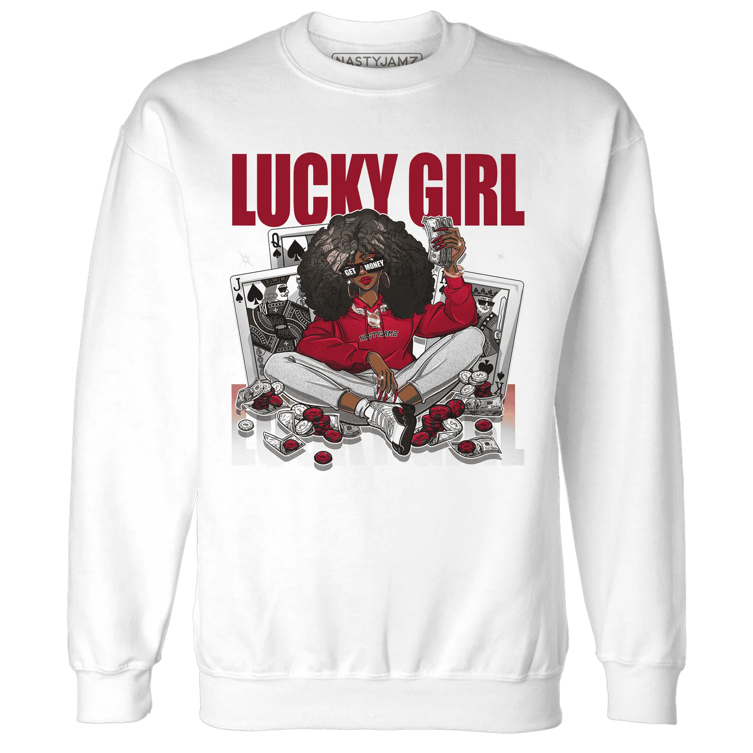 NastyJamz-Retro-Red-Taxi-12s-Sweatshirt-Match-Lucky-Girl
