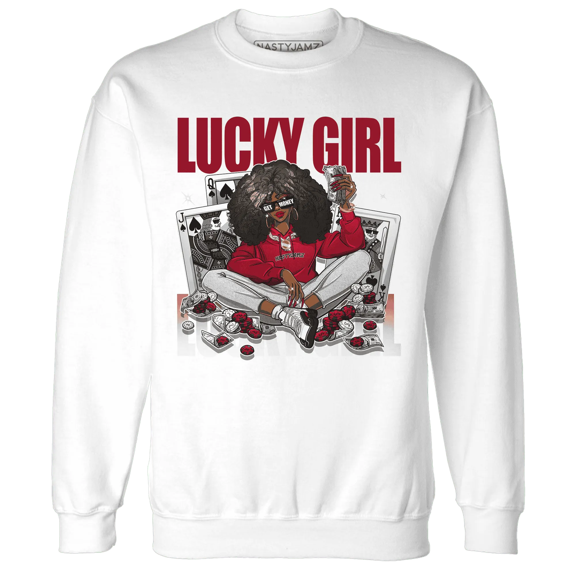 NastyJamz-Retro-Red-Taxi-12s-Sweatshirt-Match-Lucky-Girl