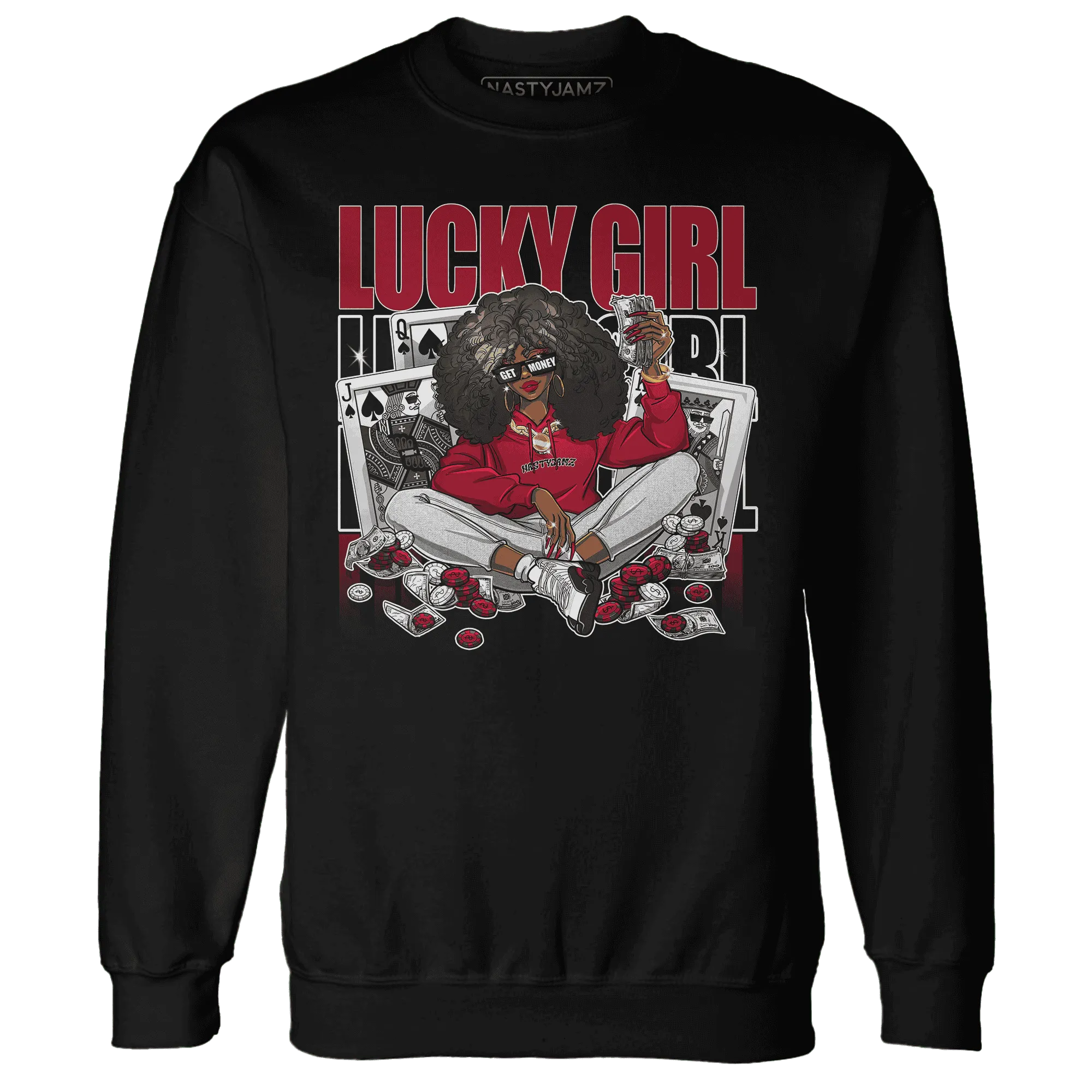 NastyJamz-Retro-Red-Taxi-12s-Sweatshirt-Match-Lucky-Girl