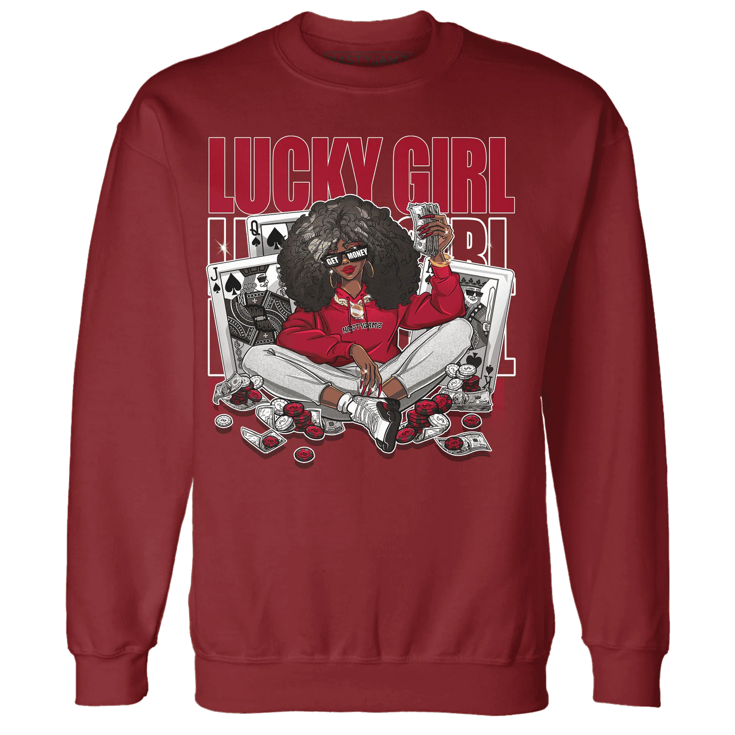 NastyJamz-Retro-Red-Taxi-12s-Sweatshirt-Match-Lucky-Girl