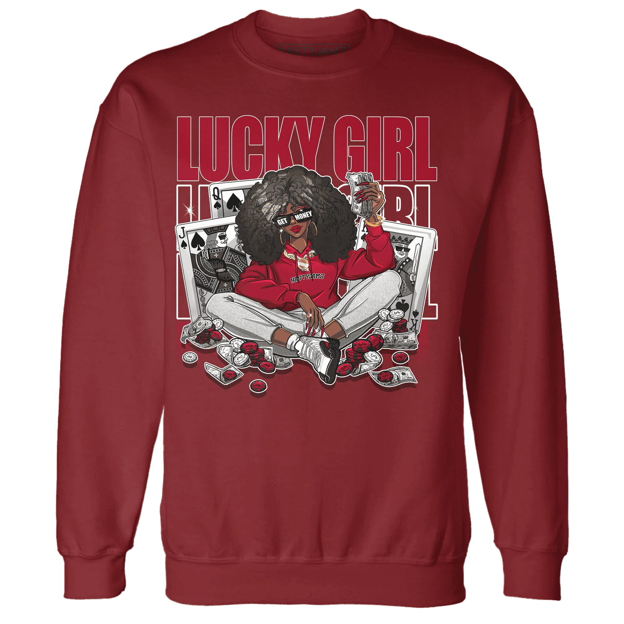 NastyJamz-Retro-Red-Taxi-12s-Sweatshirt-Match-Lucky-Girl
