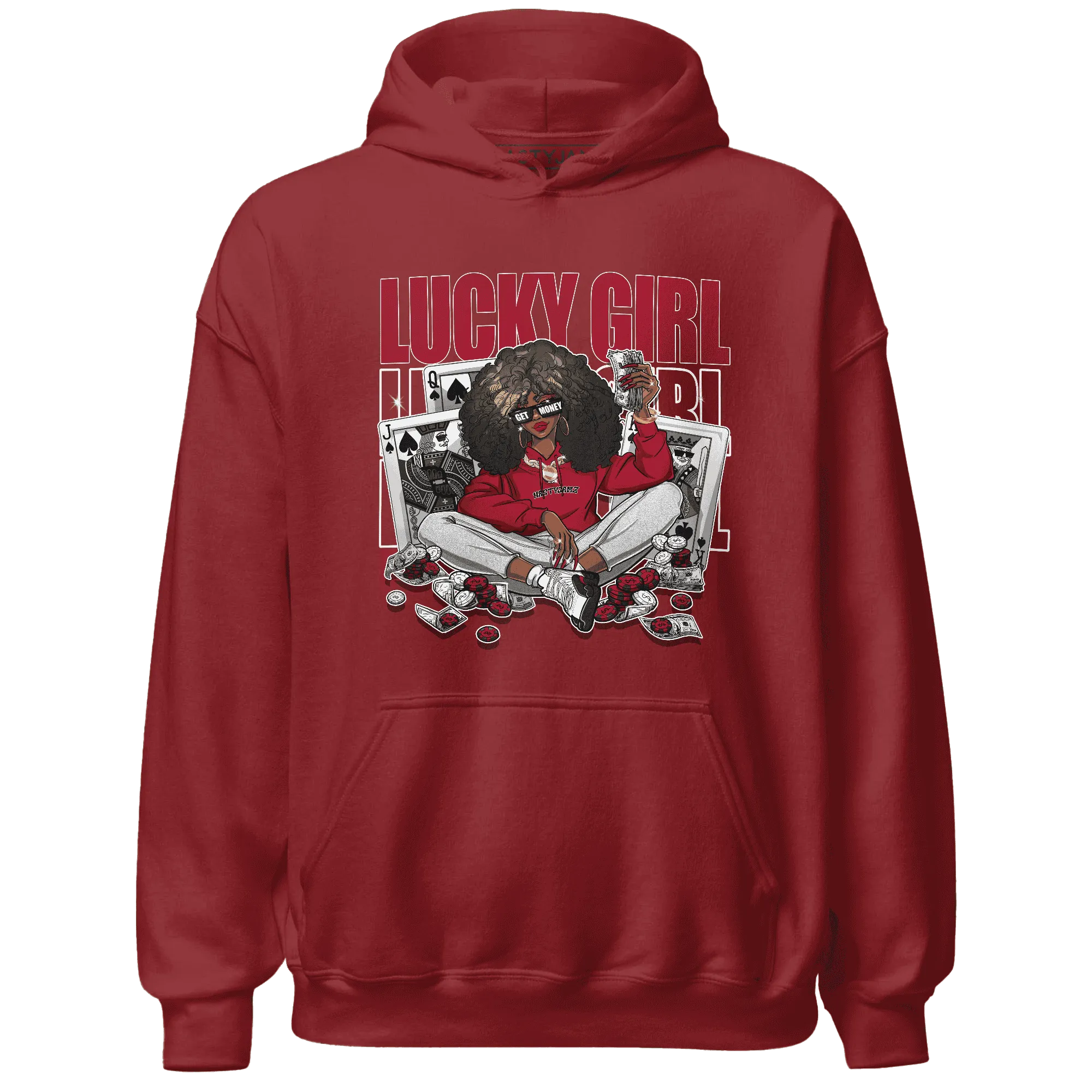 NastyJamz-Retro-Red-Taxi-12s-Hoodie-Match-Lucky-Girl