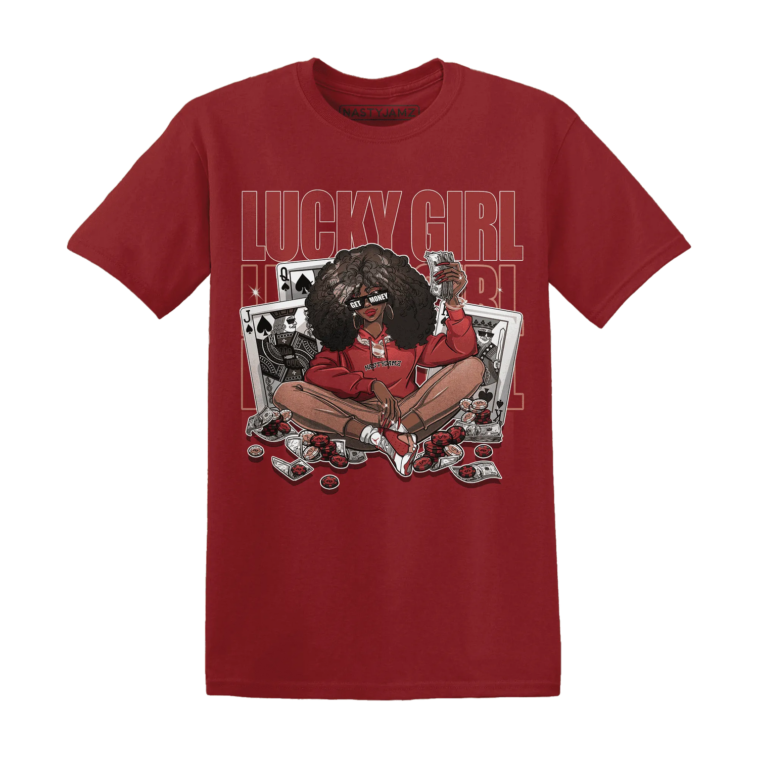 NastyJamz-Dune-Red-13s-T-Shirt-Match-Lucky-Girl