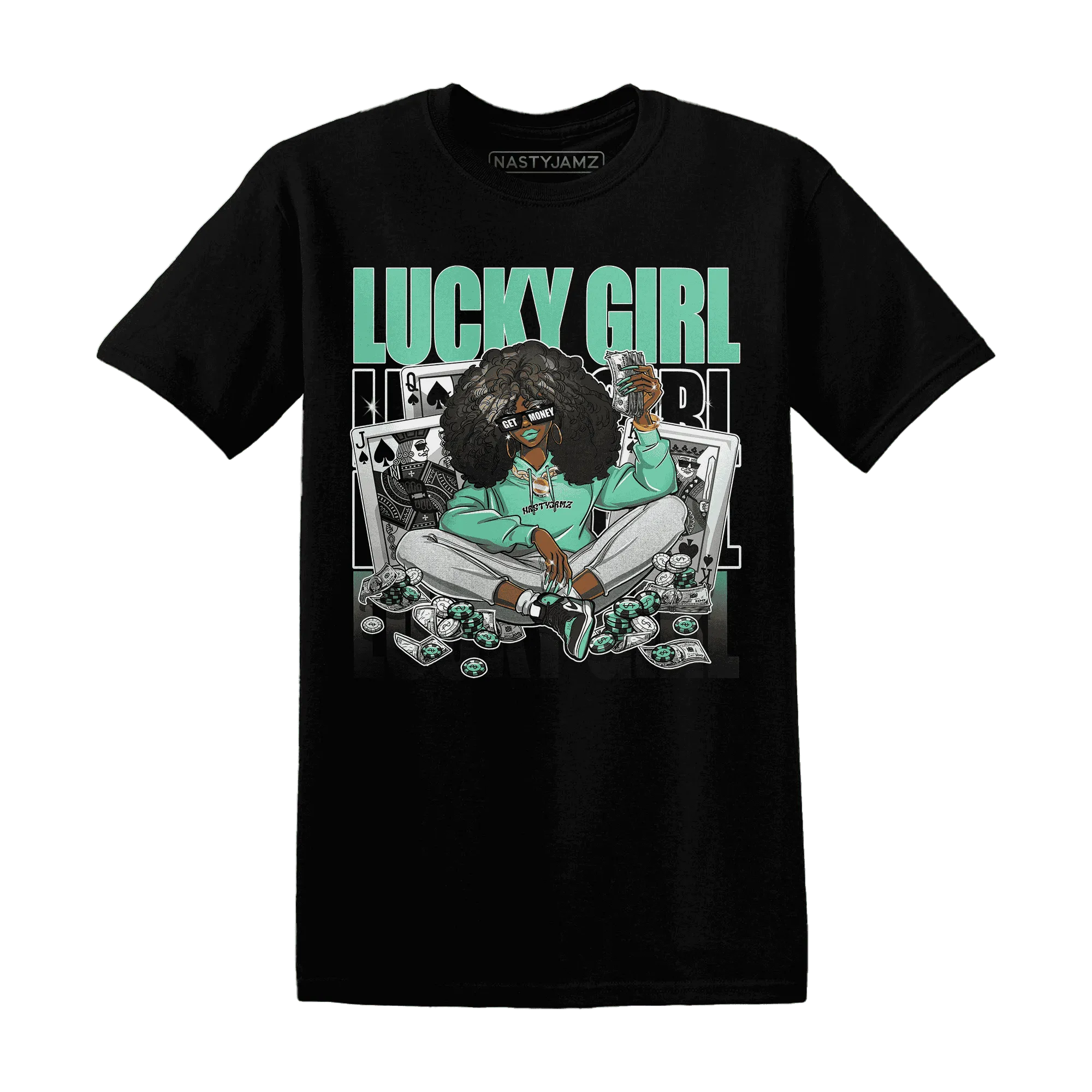 NastyJamz-High-OG-Green-Glow-1s-T-Shirt-Match-Lucky-Girl